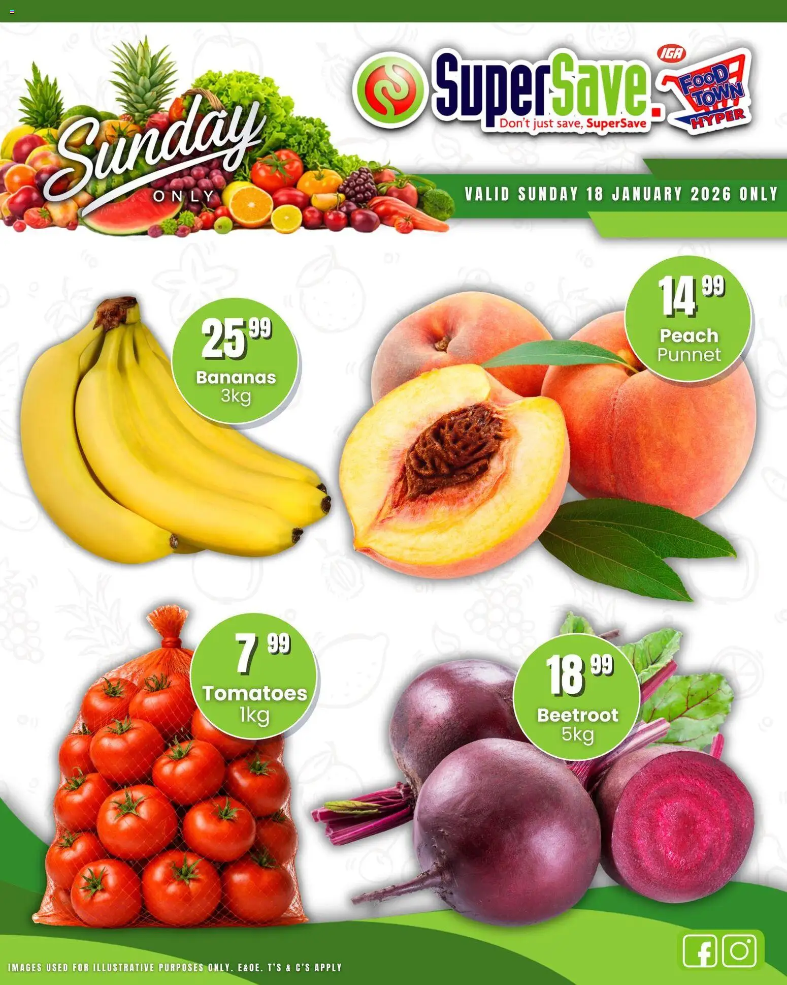 New Super Save catalogue – valid from 18.01.2026 | Page: 10 | Products: Tomatoes, Bananas, Peach
