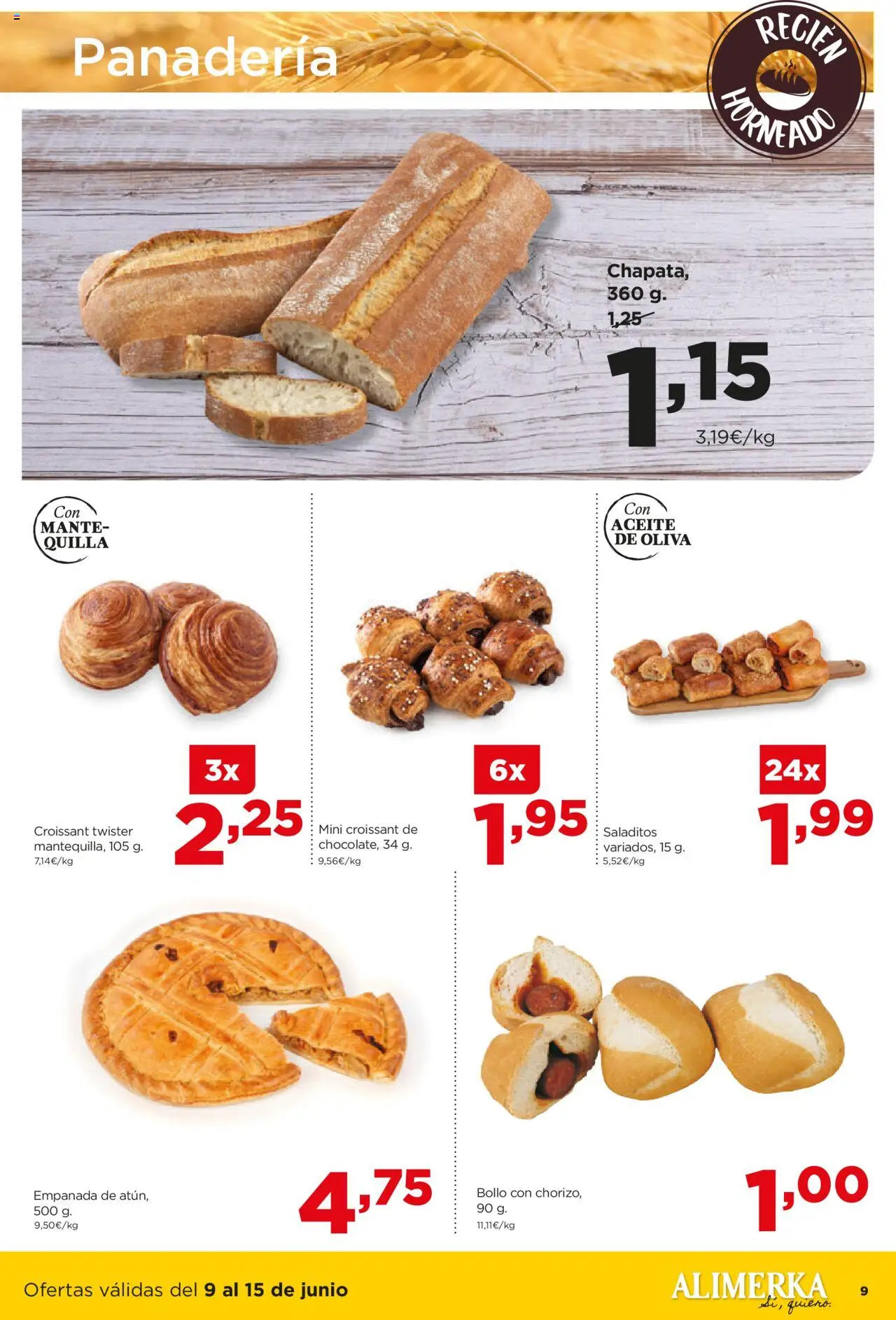 Alimerka folleto Asturias │ válido desde el 09.06.2025 | Página: 9 | Productos: Chocolate, Croissant, Panadería, Συσκευή ροής