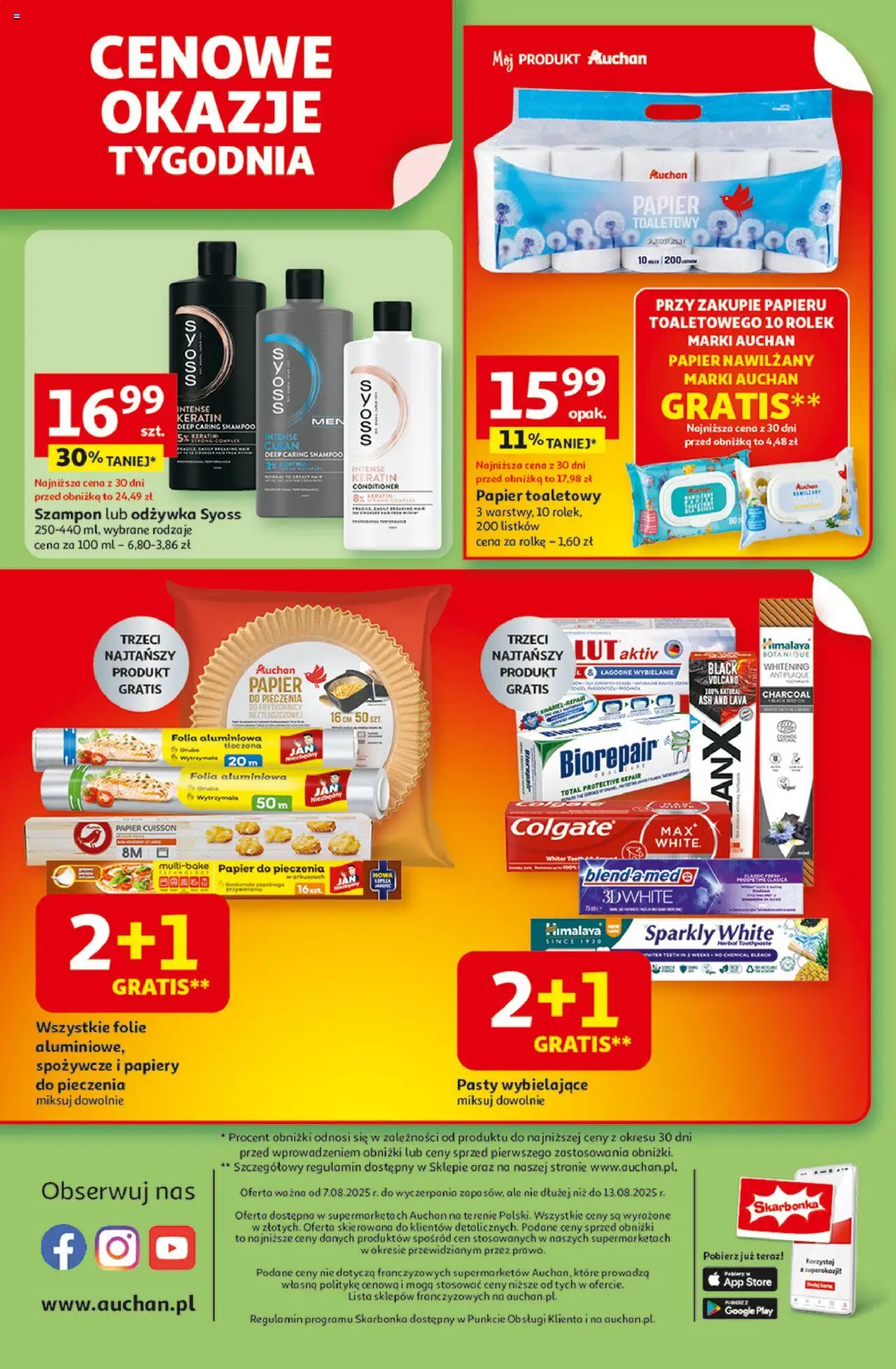 Auchan Gazetka od 07.08.2025 | Strona: 8 | Produkty: Papier toaletowy, Papier do pieczenia, Szampon, Odżywka
