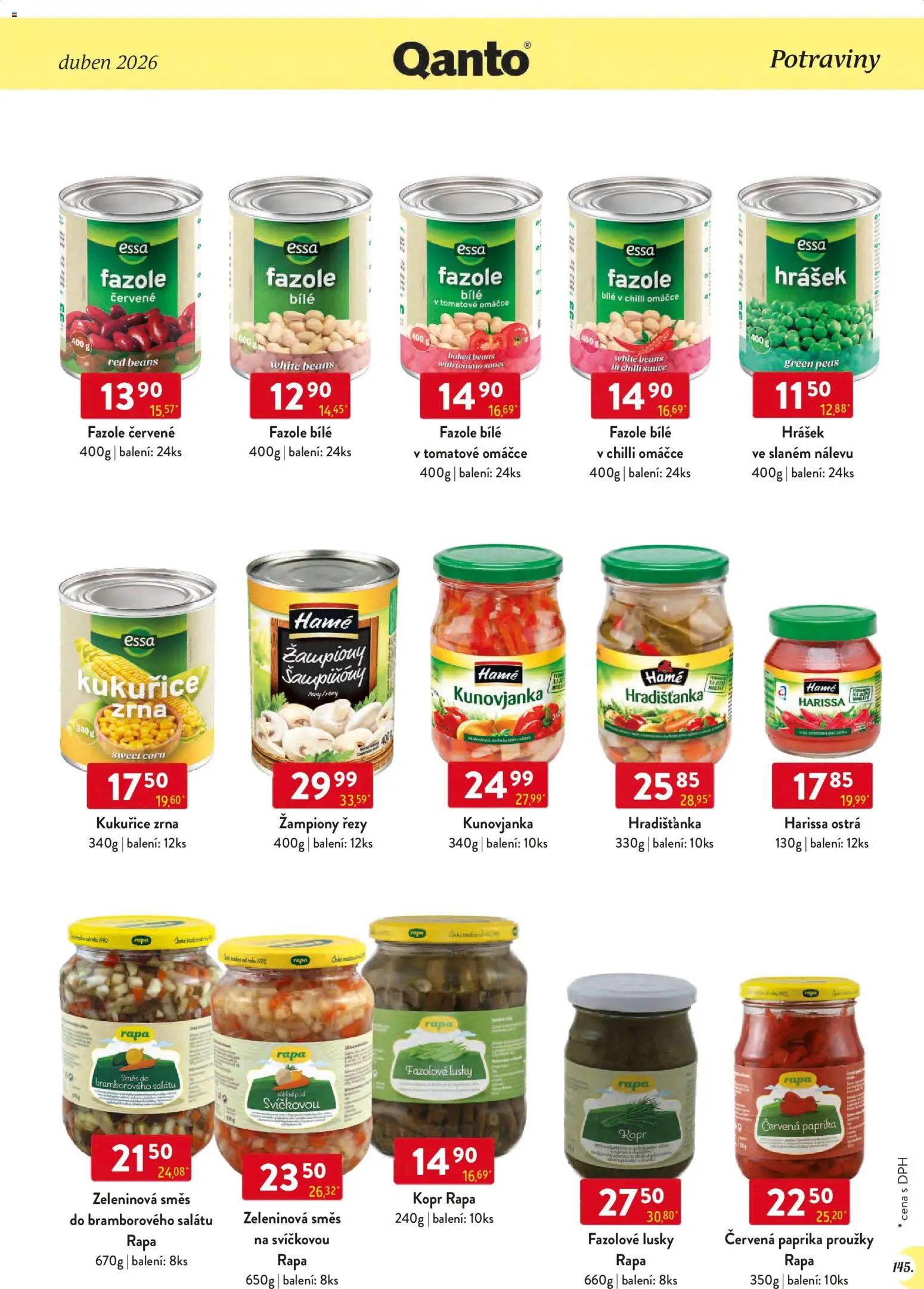 Astur & Qanto leták - Velkoobchod 04/2026 od 01.04.2026 | Strana: 145 | Produkty: Žampiony, Fazolové lusky, Paprika, Potraviny