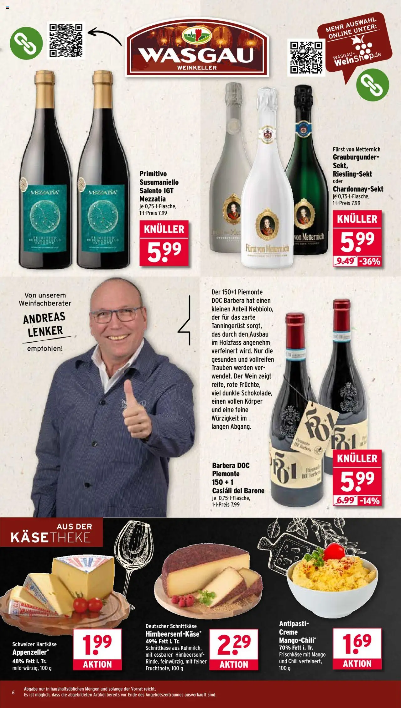 Wasgau Prospekt 	 - gültig ab dem 11.08.2025 | Seite: 6 | Produkte: Trauben, Creme, Mango, Wein