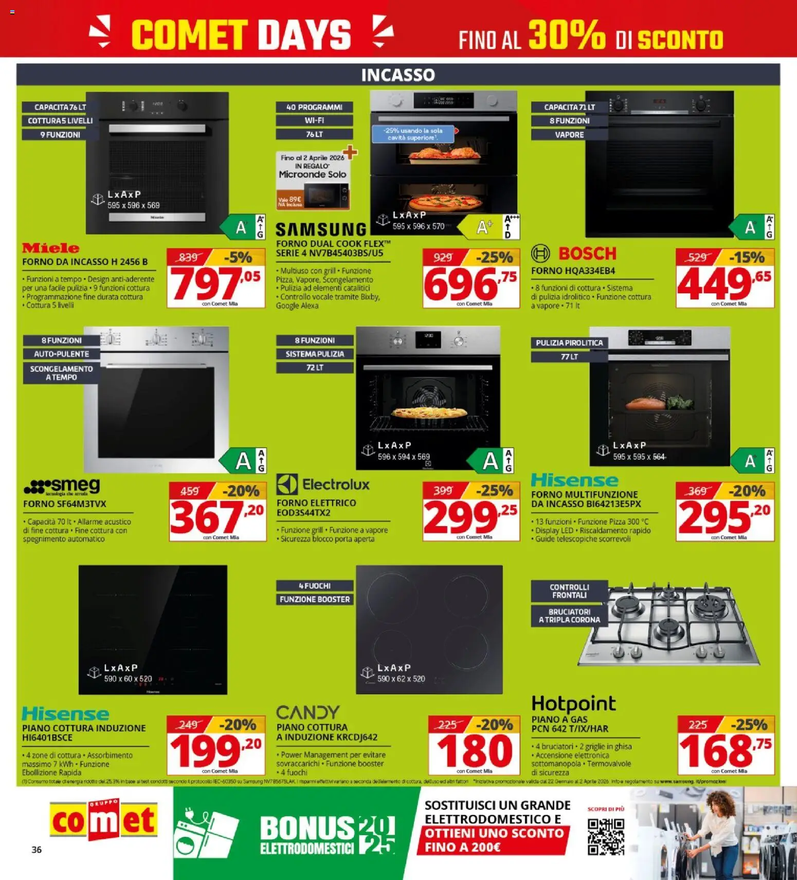 Volantino Comet volantino del 19.03.2026 | Pagina: 36 | Prodotti: Microonde, Pizza, Forno, Forno elettrico
