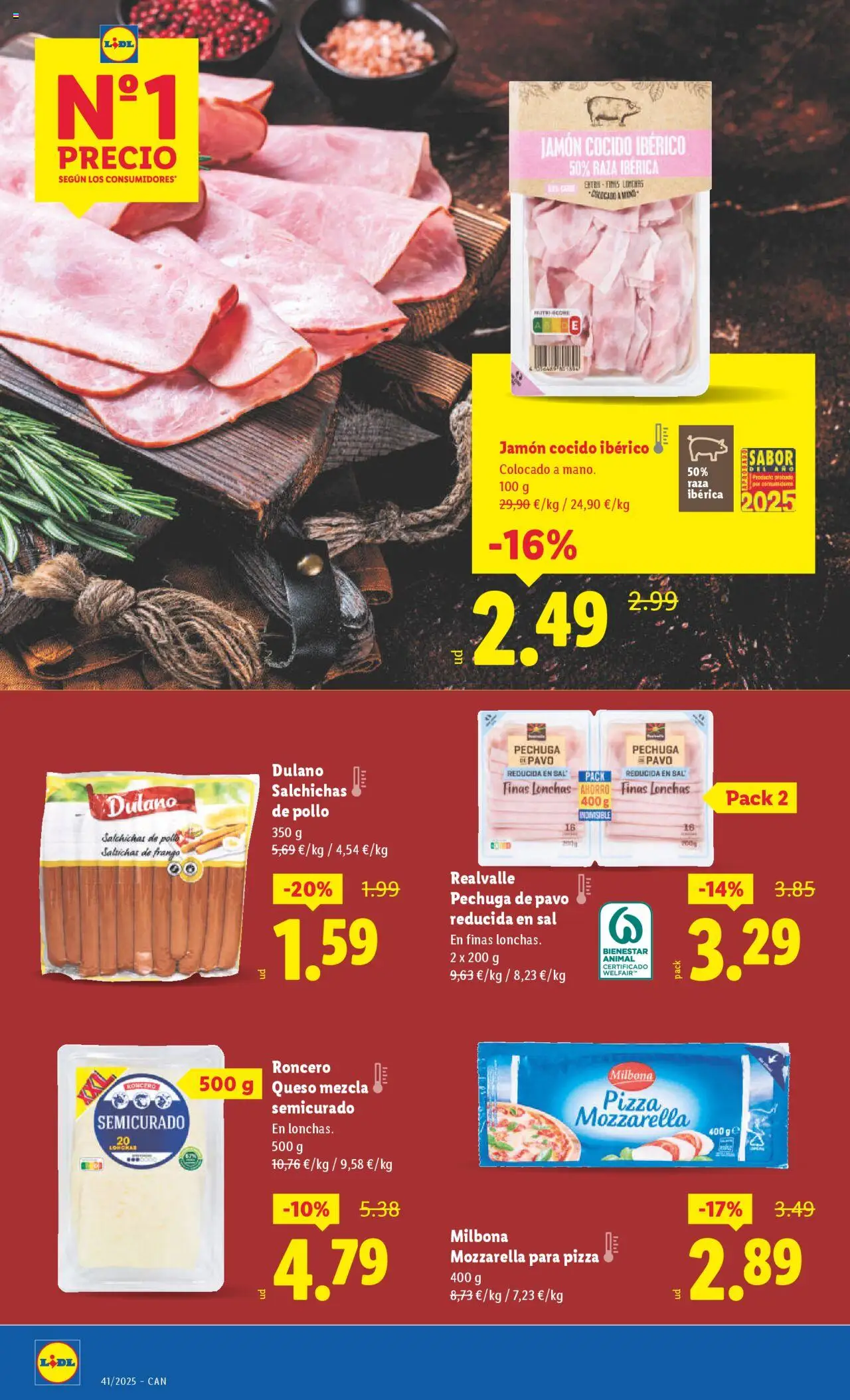 Lidl - Canarias │ válido desde el 06.10.2025 | Página: 10 | Productos: Queso, Jamón, Jamón cocido, Pizza