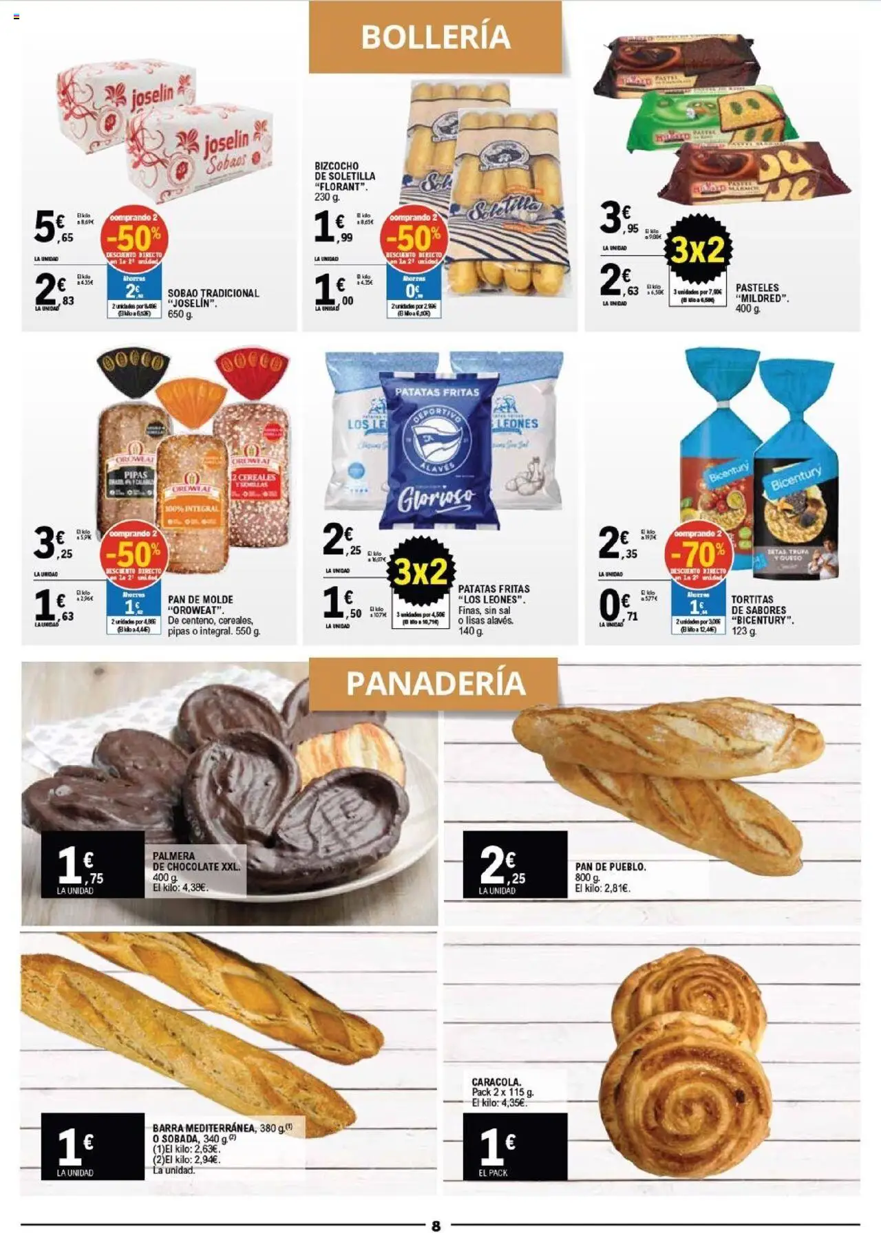 E.Leclerc folleto │ válido desde el 15.10.2025 | Página: 8 | Productos: Pan, Pan de molde, Bizcocho, Panadería