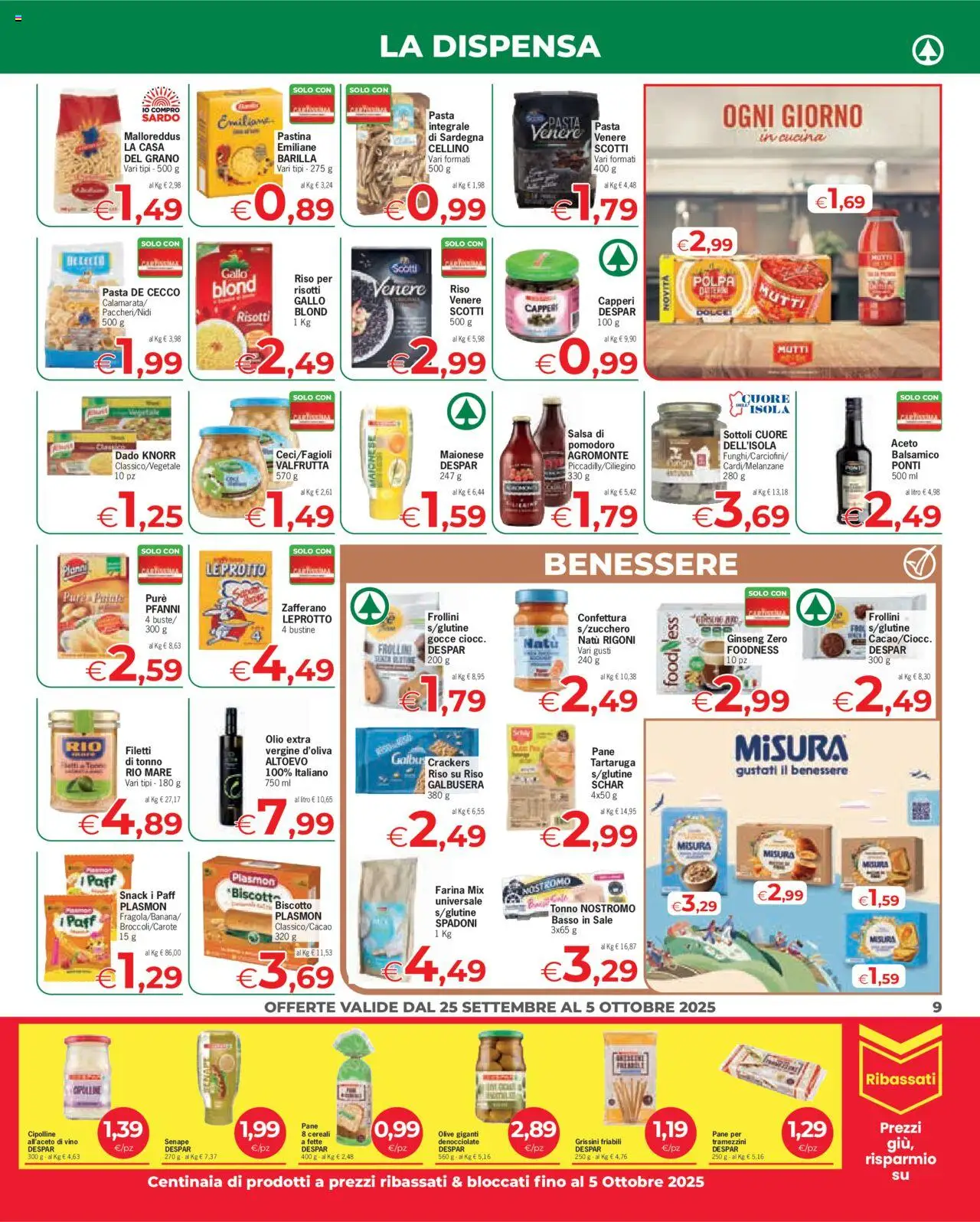 Volantino Despar del 25.09.2025 | Pagina: 9 | Prodotti: Cereali, Maionese, Olio, Farina