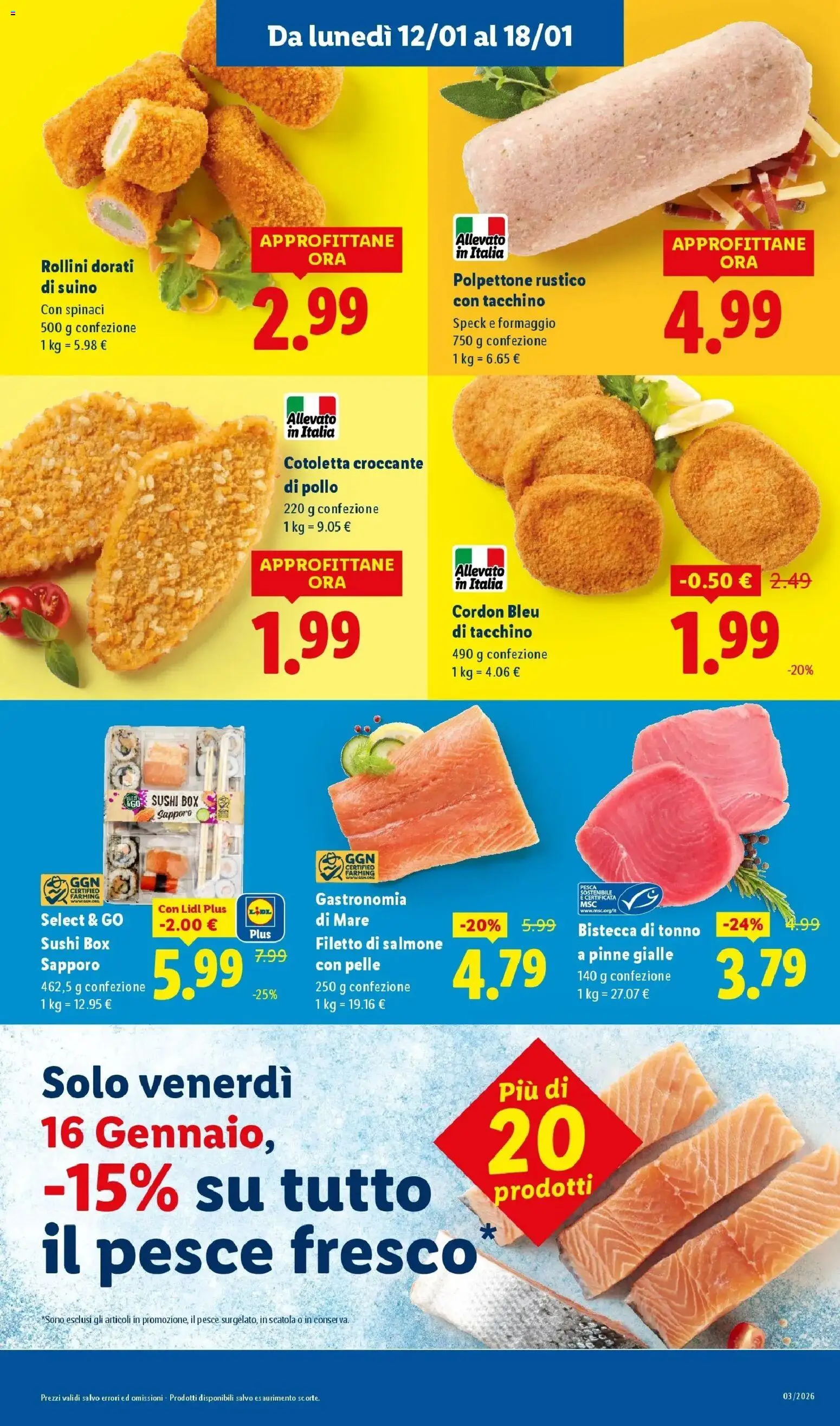 Volantino Lidl del 12.01.2026 | Pagina: 5 | Prodotti: Suino, Tacchino, Formaggio, Scatola