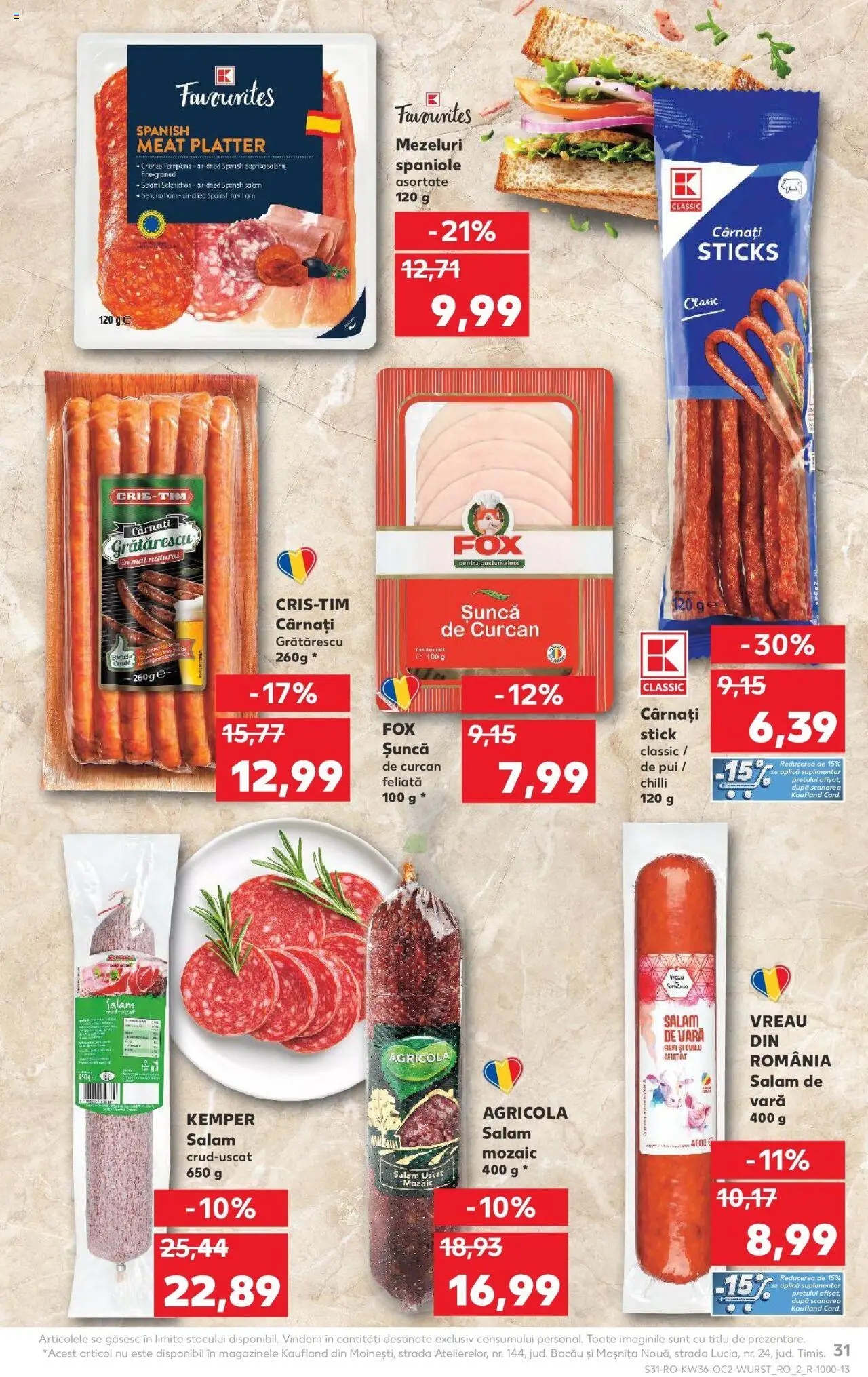 Noul catalog Kaufland – valabil de la 03.09.2025 | Pagină: 31 | Produse: Chilli, Hacıyatmaz Kedi Oyuncağı, Salam, Șuncă