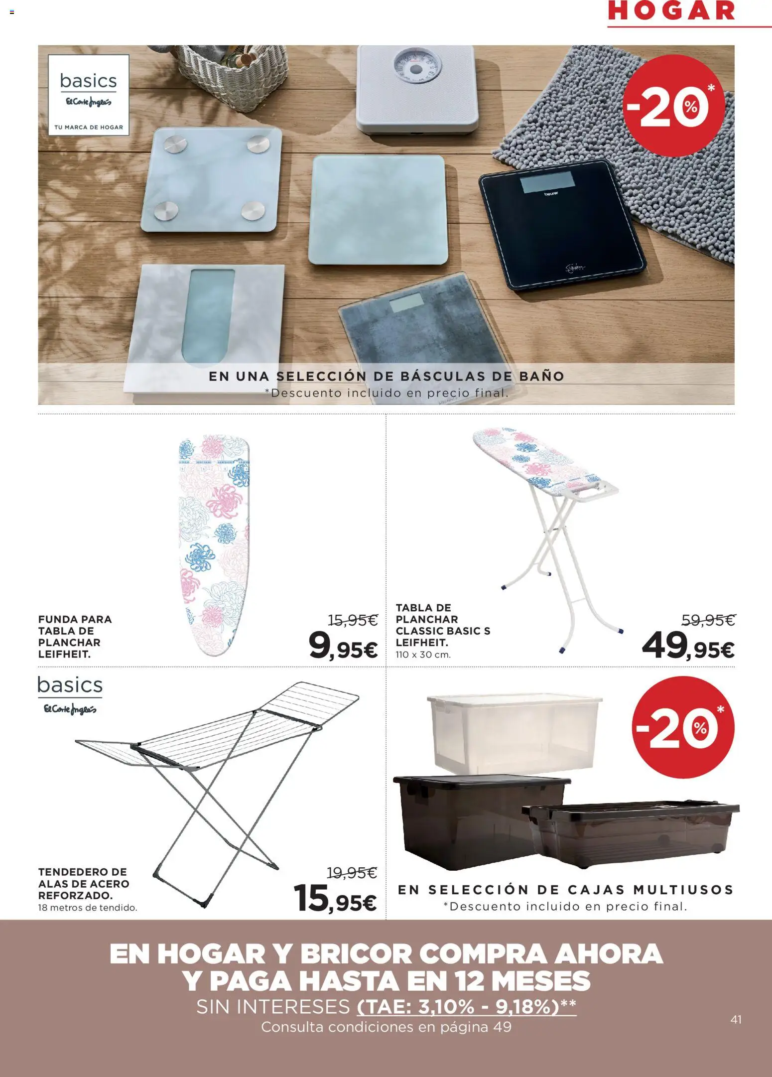 Hipercor catálogo │ válido desde el 23.04.2026 | Página: 41 | Productos: Tendedero, Tabla de planchar, Funda, Baño