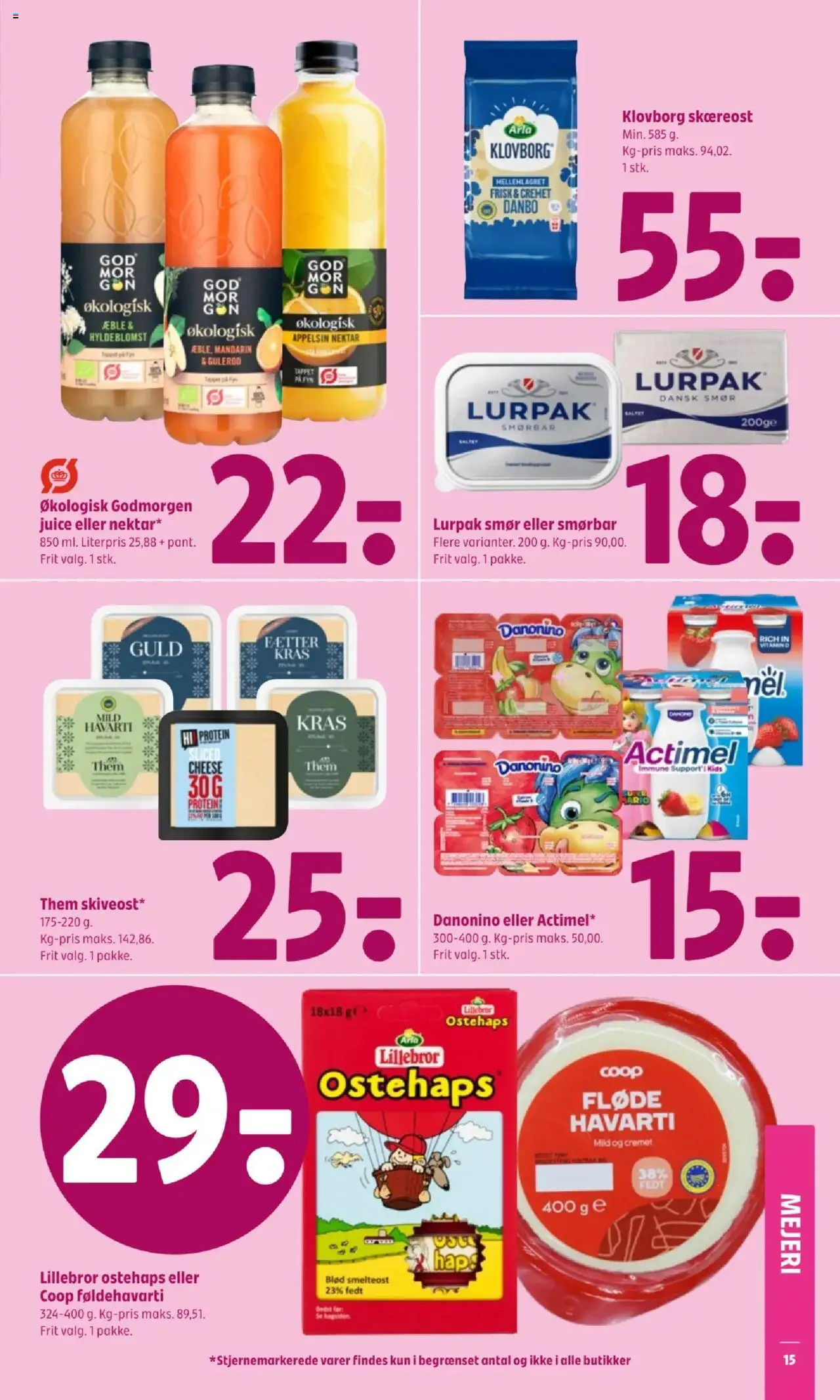 Coop 365 tilbudsavis – gyldig fra 18.09.2025 | Side: 15 | Produkter: Smør, Juice, Gulerod, Ostehaps