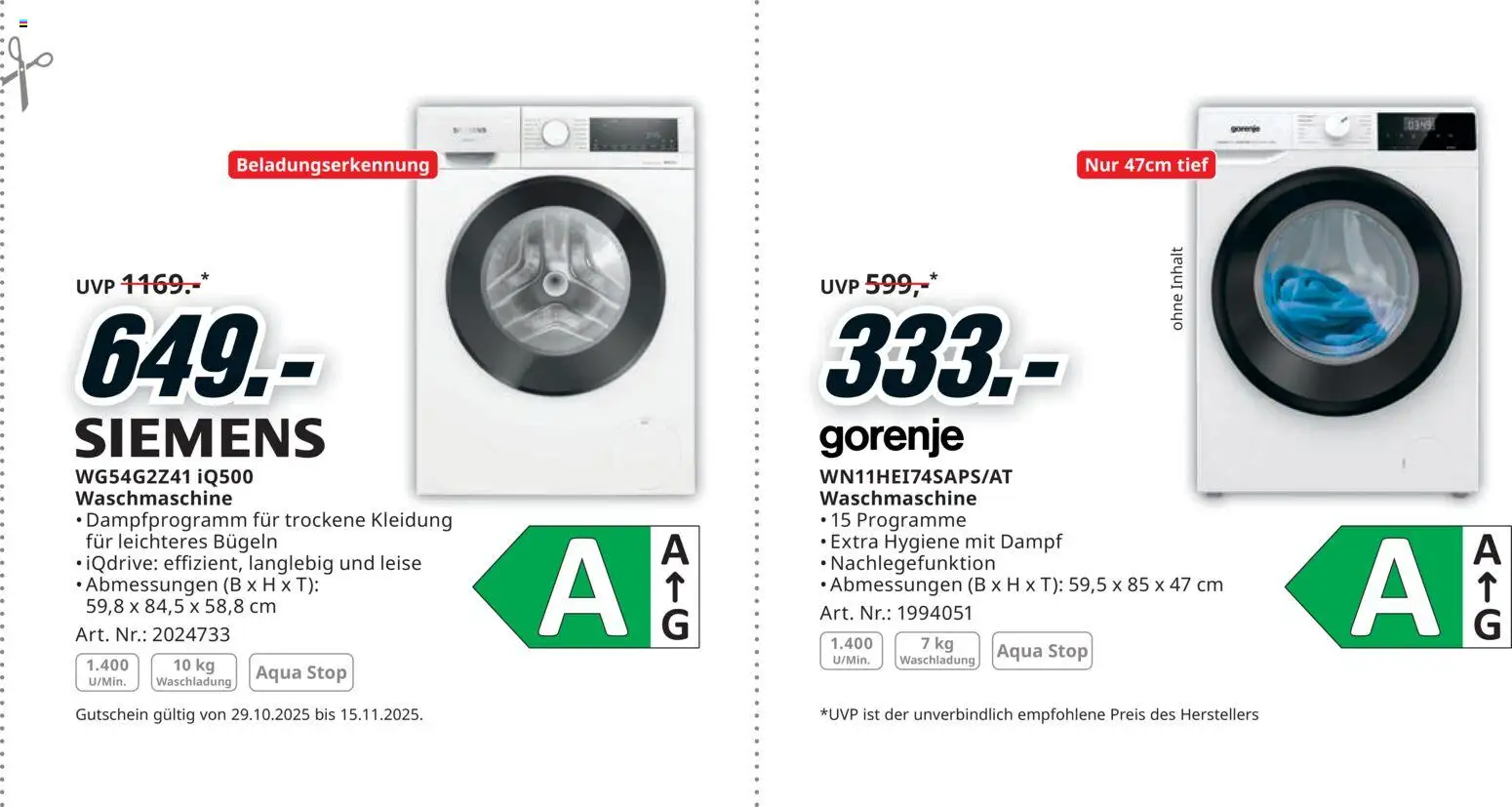 Media Markt Black Friday gültig ab 29.10.2025 | Seite: 19 | Produkte: Waschmaschine