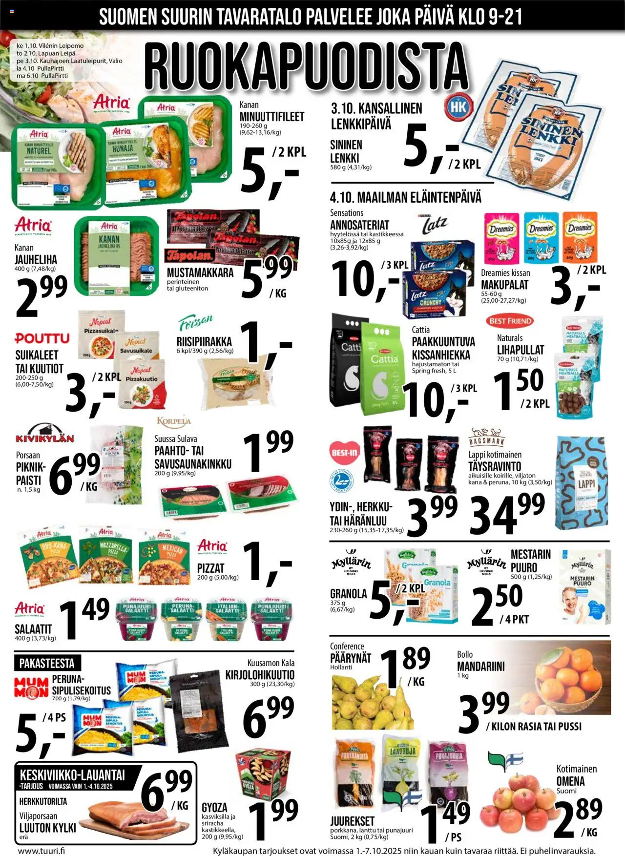 Tuuri tarjoukset – voimassa 01.10.2025 alkaen | Sivu: 6 | Tuotteet: Kissanhiekka, Sriracha, Granola, Punajuuri