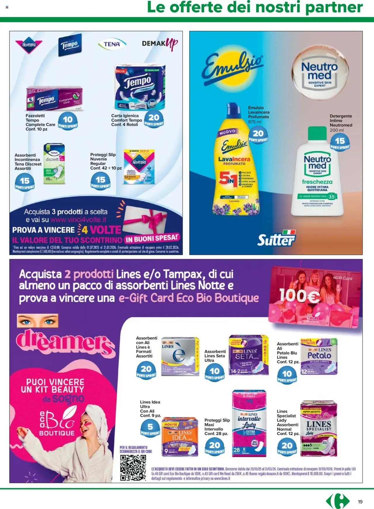 Volantino Carrefour del 24.10.2025 | Pagina: 19 | Prodotti: Carta igienica, Detergente, Intimo, Lavanda