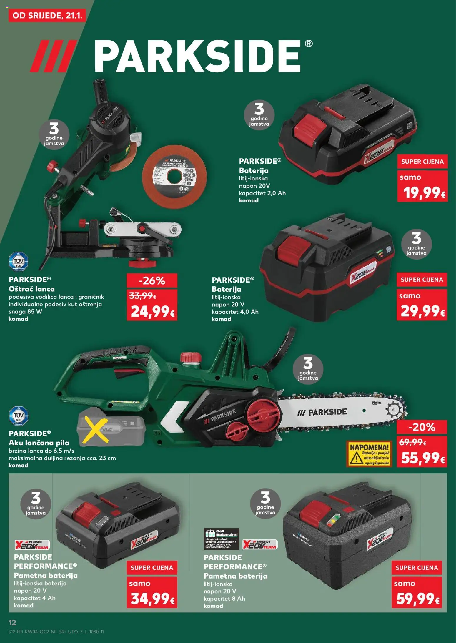 Kaufland katalog | vrijedi od 21.01.2026 | Stranica: 12 | Proizvodi: Baterija, Pila, Parkside