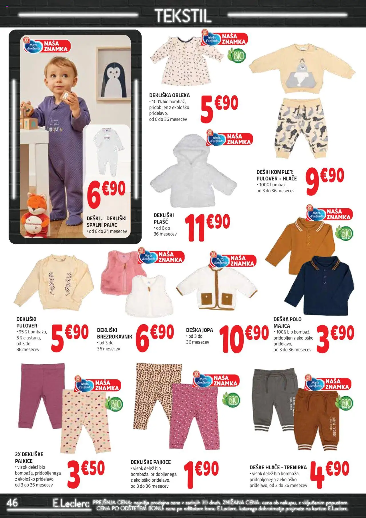 Novi E.leclerc katalog ponudbe – veljaven od 08.10.2025 | Stran: 46 | Izdelki: Pajkice, Majica, Hlace, Obleka