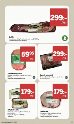 Hemköp erbjudanden - Förhandsvisning av reklamblad från butik Hemköp aktuell från 30.03.2026 | Sida: 13 | Produkter: Entrecote, Skinka, Oxfilé