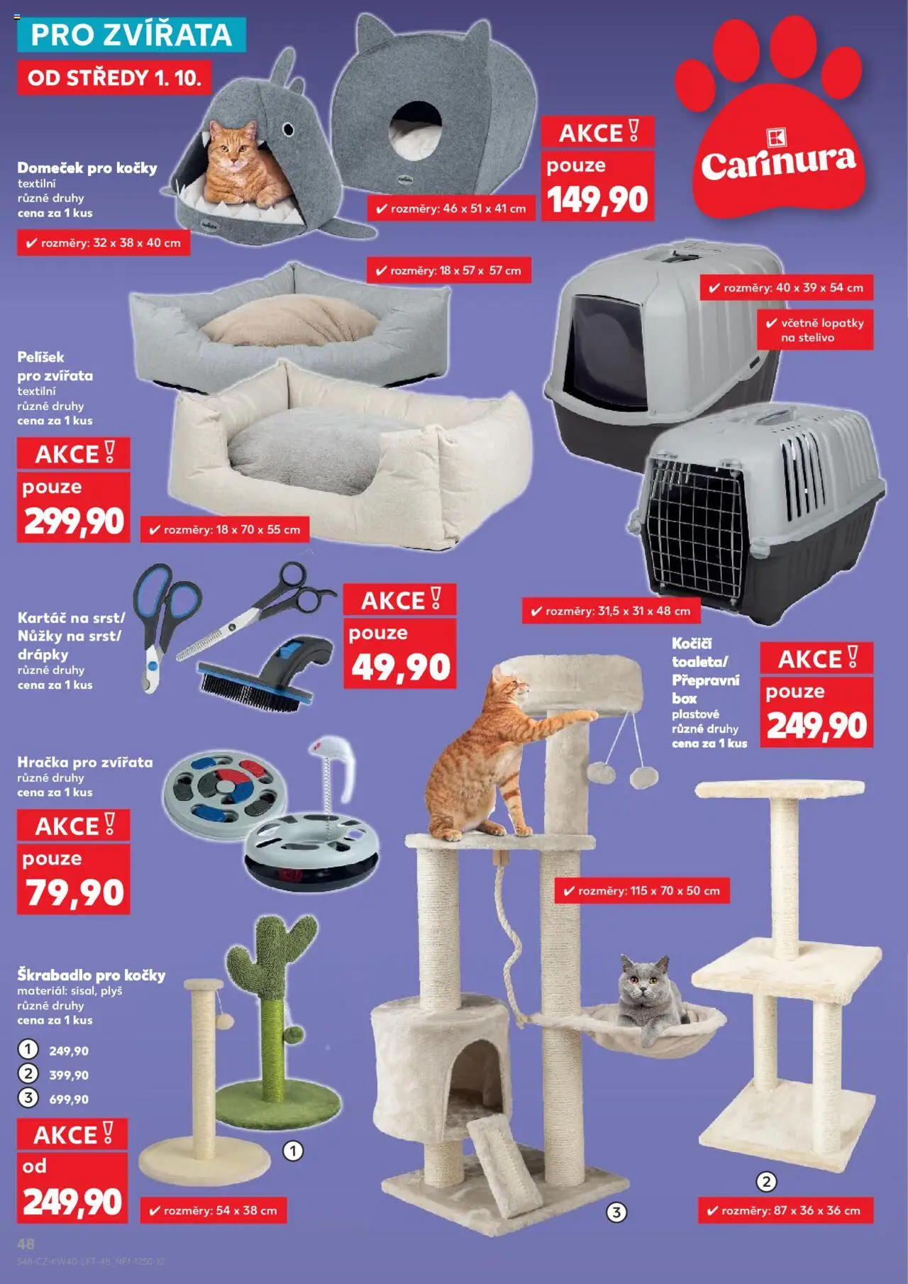Kaufland leták od 01.10.2025 | Strana: 48 | Produkty: Nůžky, Domeček pro kočky, Škrabadlo, Kartáč