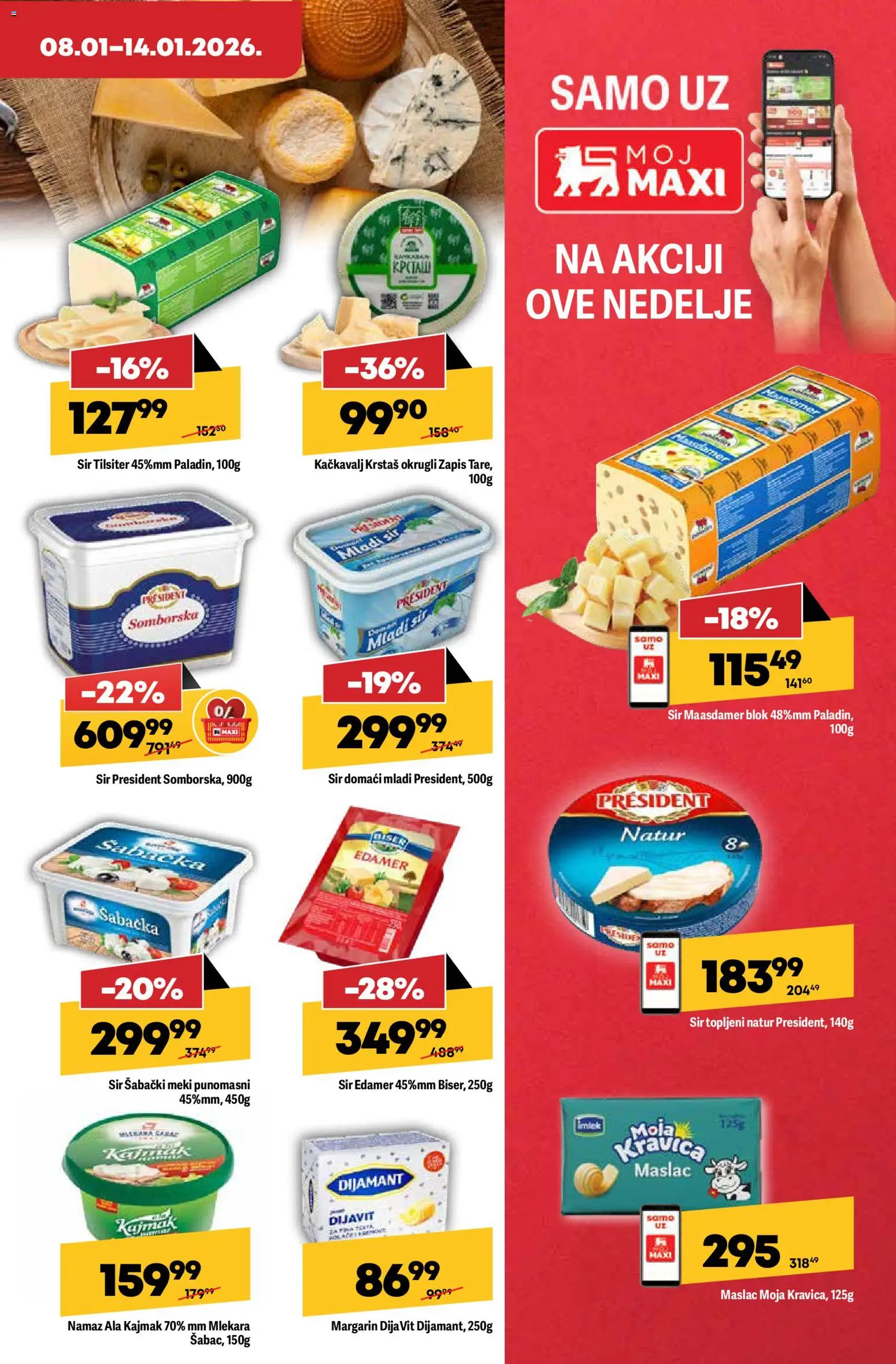 Maxi katalog - važi od 08.01.2026 | Strana: 9 | Proizvode: Mladi sir, Margarin, Sir, Kajmak