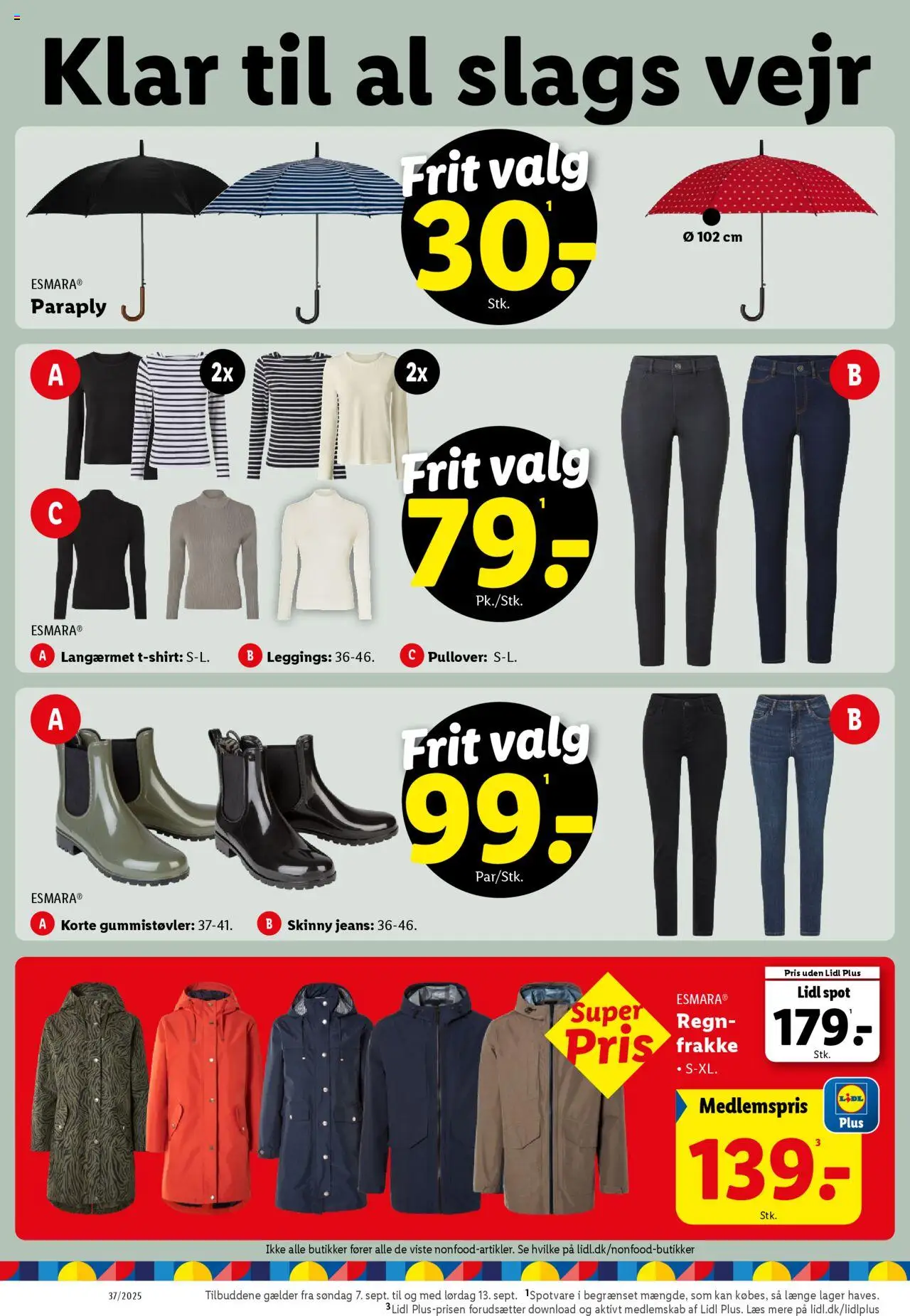 Lidl tilbudsavis – gyldig fra 11.09.2025 | Side: 34 | Produkter: Frakke, Leggings, Paraply, Søm
