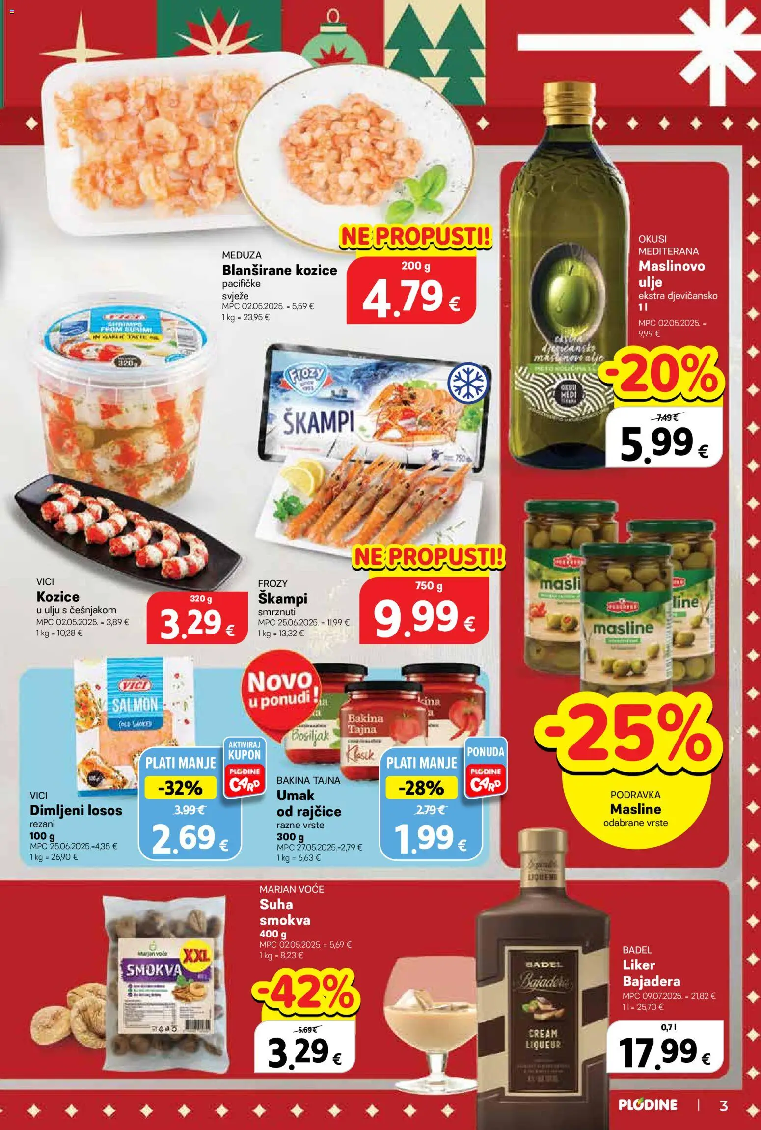 Plodine katalog | vrijedi od 05.11.2025 | Stranica: 3 | Proizvodi: Podravka, Masline, Liker, Losos
