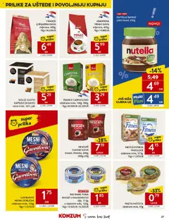 RIO MARE TUNA, komadi u suncokretovom ulju, 112g, u vlastitom soku, 120g - Pregled kataloga iz trgovine Konzum, vrijedi od 15.10.2025 | Stranica: 27