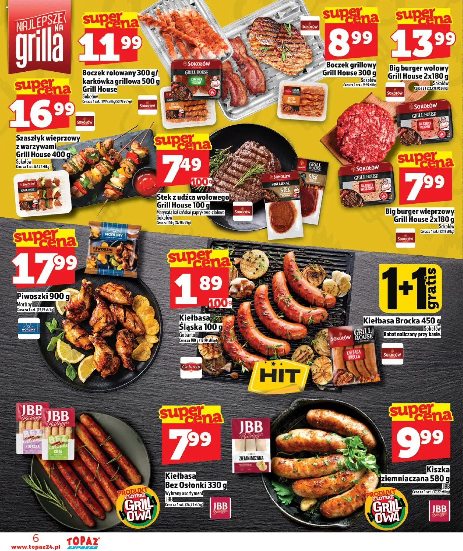 Topaz gazetka - Express od 23.04.2026 | Strona: 6 | Produkty: Kiełbasa, Karkówka, Grill, Boczek