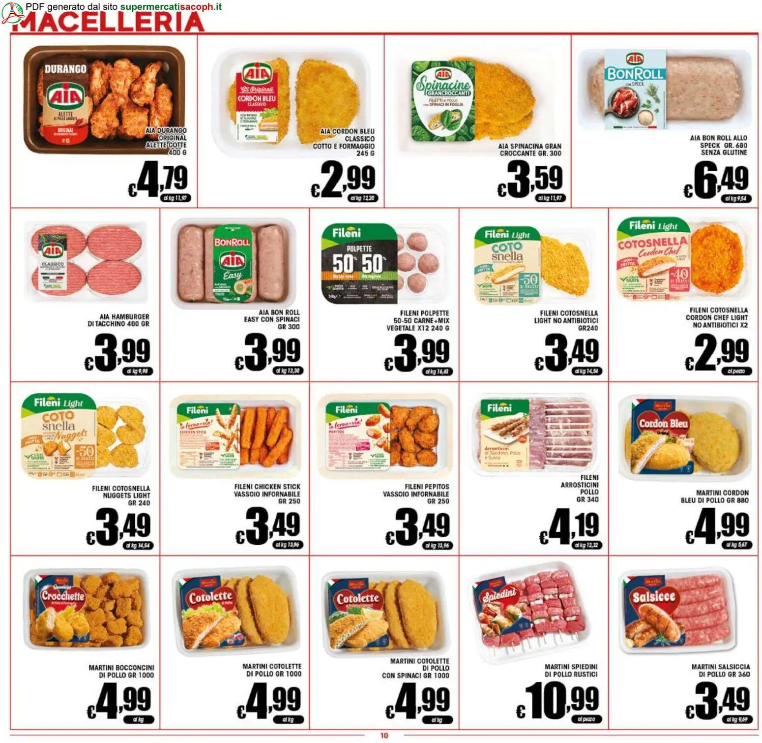 Volantino Sacoph del 07.04.2026 | Pagina: 10 | Prodotti: Speck, Spinaci, Rustici, Hamburger