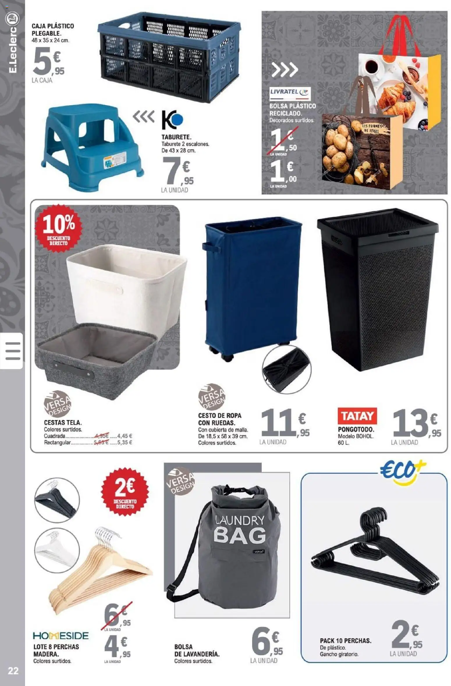 E.Leclerc folleto │ válido desde el 07.01.2026 | Página: 22 | Productos: Taburete, Ropa, Bolsa, Caja