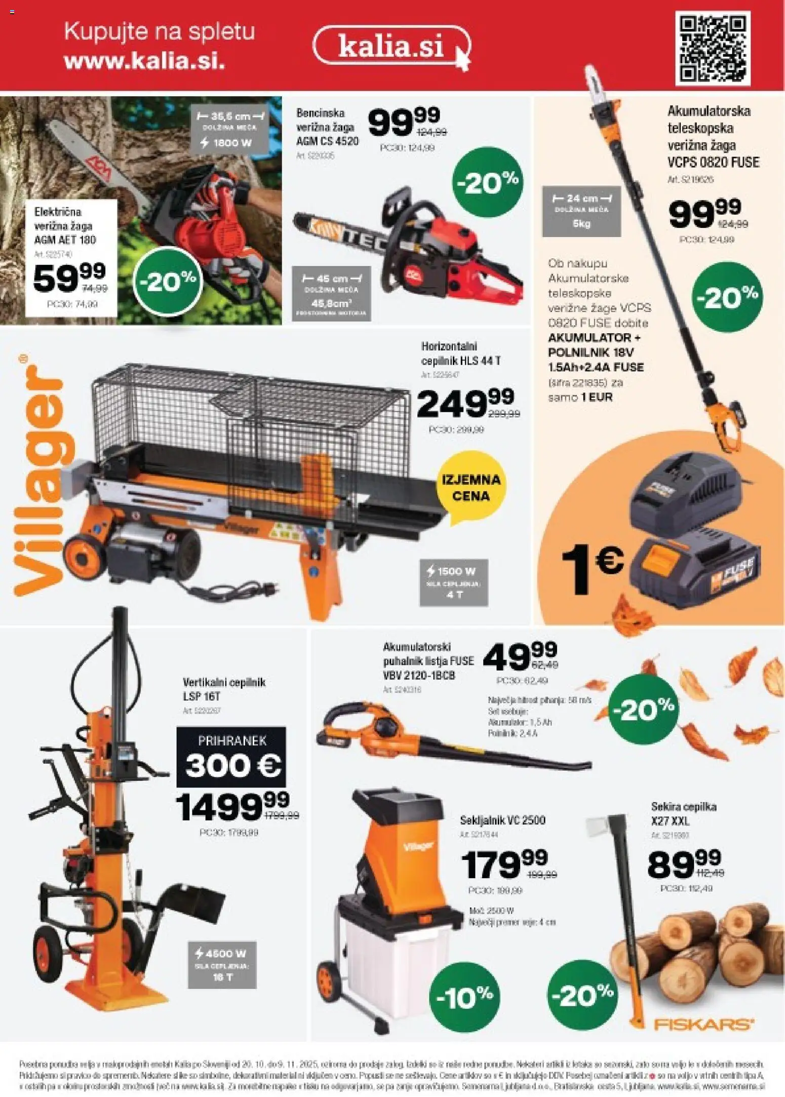 Novi Kalia katalog ponudbe – veljaven od 20.10.2025 | Stran: 12 | Izdelki: Verižna žaga, Akumulator, Polnilnik