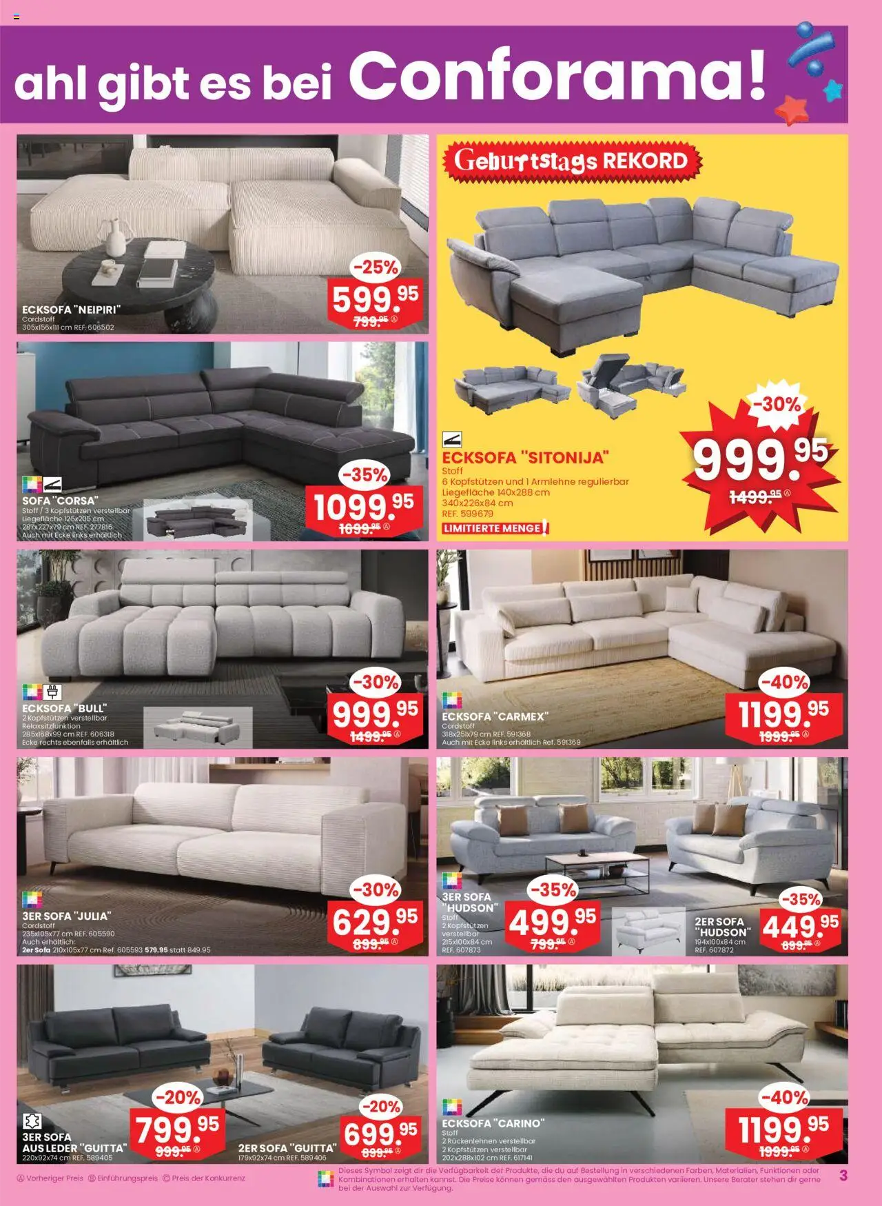 Conforama Aktionen – gültig ab 10.09.2025 | Seite: 3 | Produkte: Sofa, Ecksofa