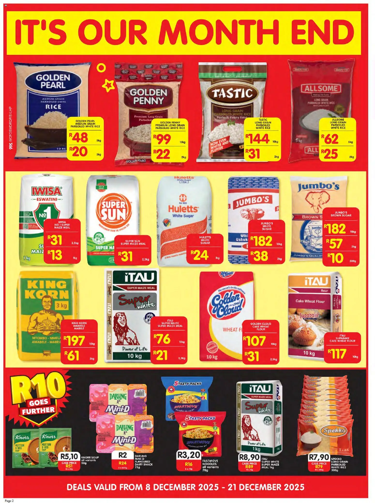 New Shoprite catalogue – valid from 08.12.2025 | Page: 2 | Products: Cake, Flour, Noodles, Sugar