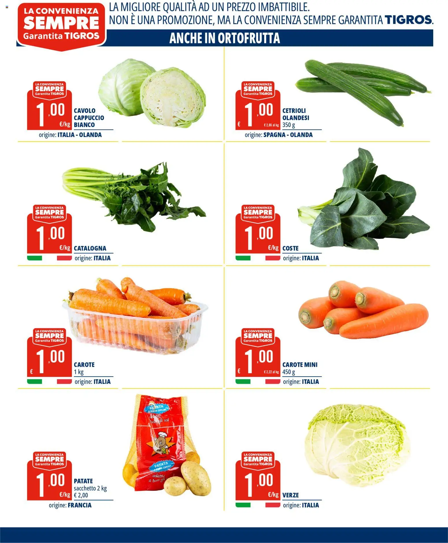 Volantino Tigros del 22.04.2026 | Pagina: 7 | Prodotti: Cetrioli, Patate, Carote, Cappuccio
