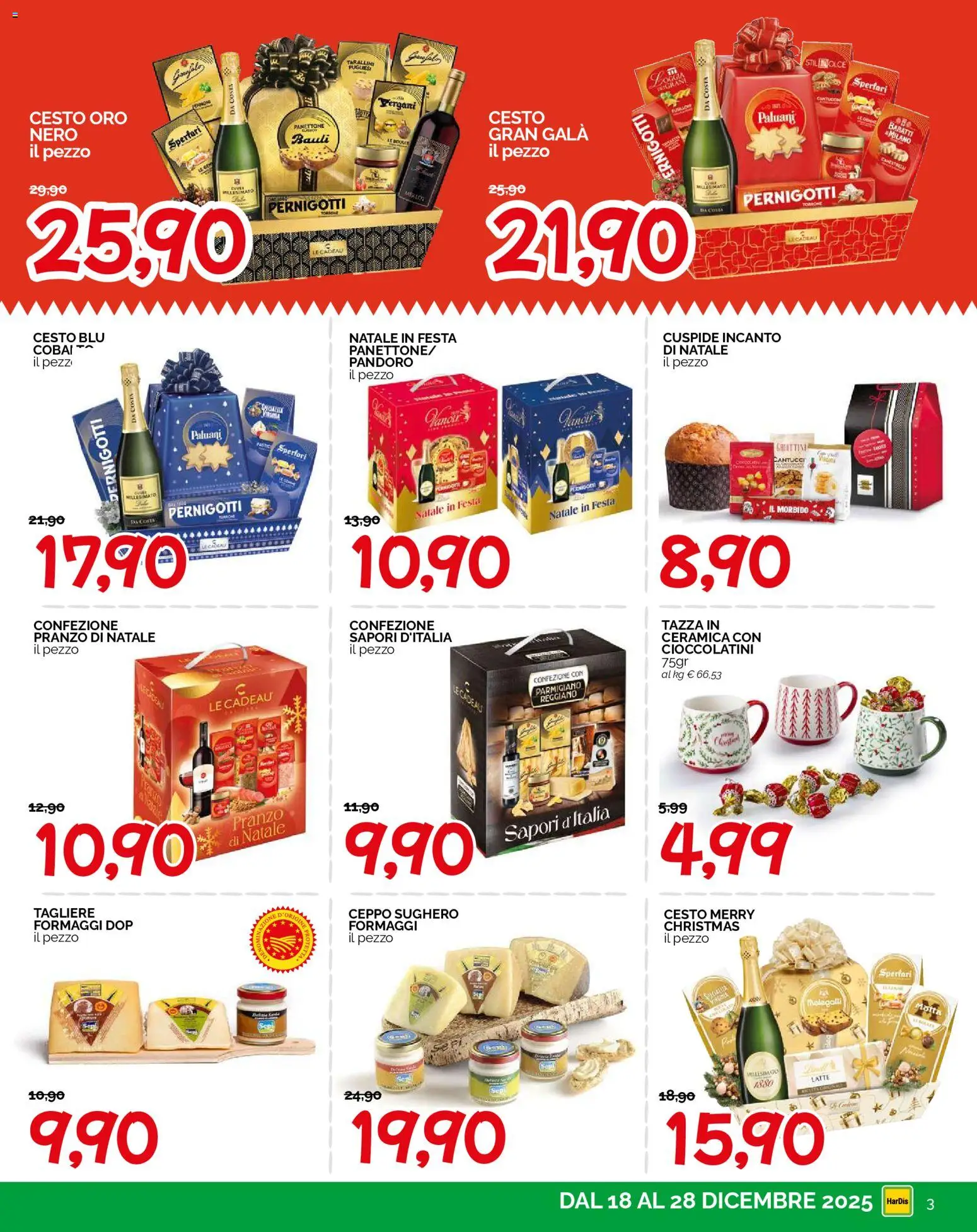 Volantino HarDis del 18.12.2025 | Pagina: 3 | Prodotti: Latte, Panettone, Cioccolatini, Parmigiano