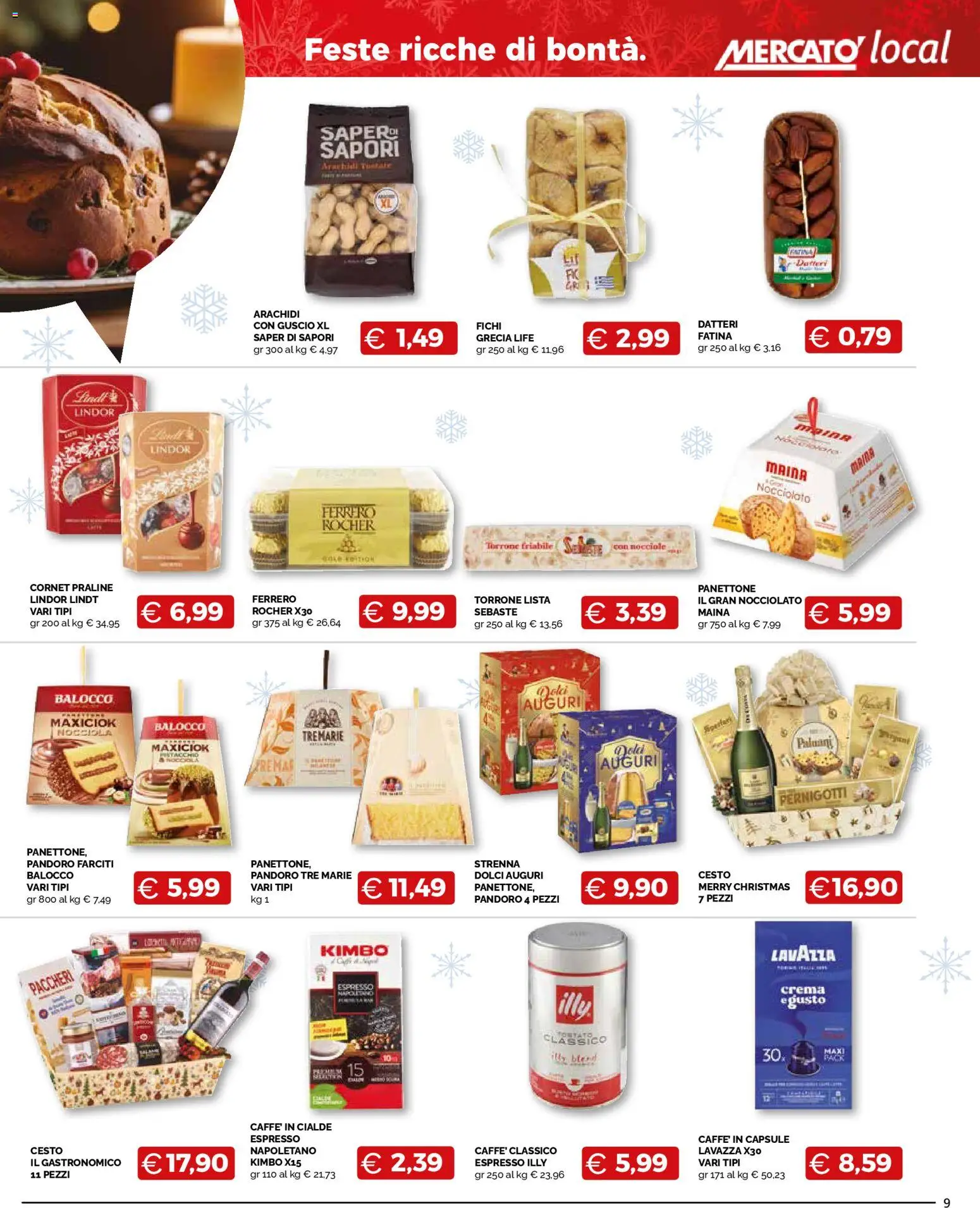 Volantino Mercatò del 09.12.2025 | Pagina: 9 | Prodotti: Crema, Nocciole, Panettone, Lavazza