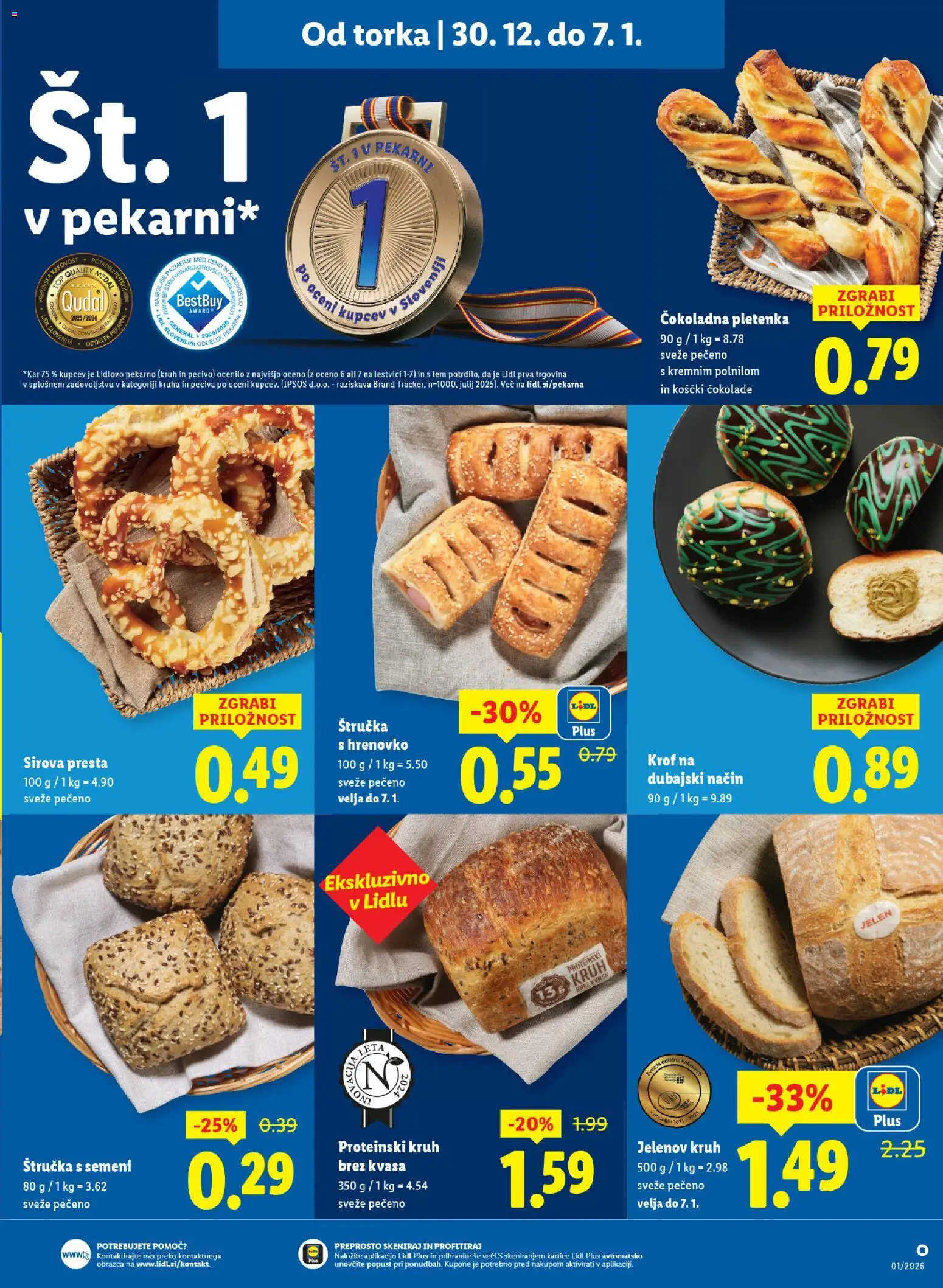 Novi Lidl katalog ponudbe – veljaven od 30.12.2025 | Stran: 7 | Izdelki: Štručka, Kruh