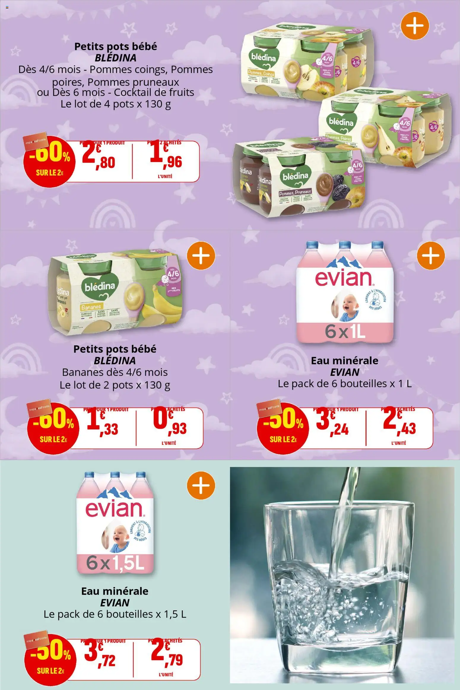 {H1} | Page: 23 | Produits: Eau minérale, Pruneaux, Pommes, Bananes