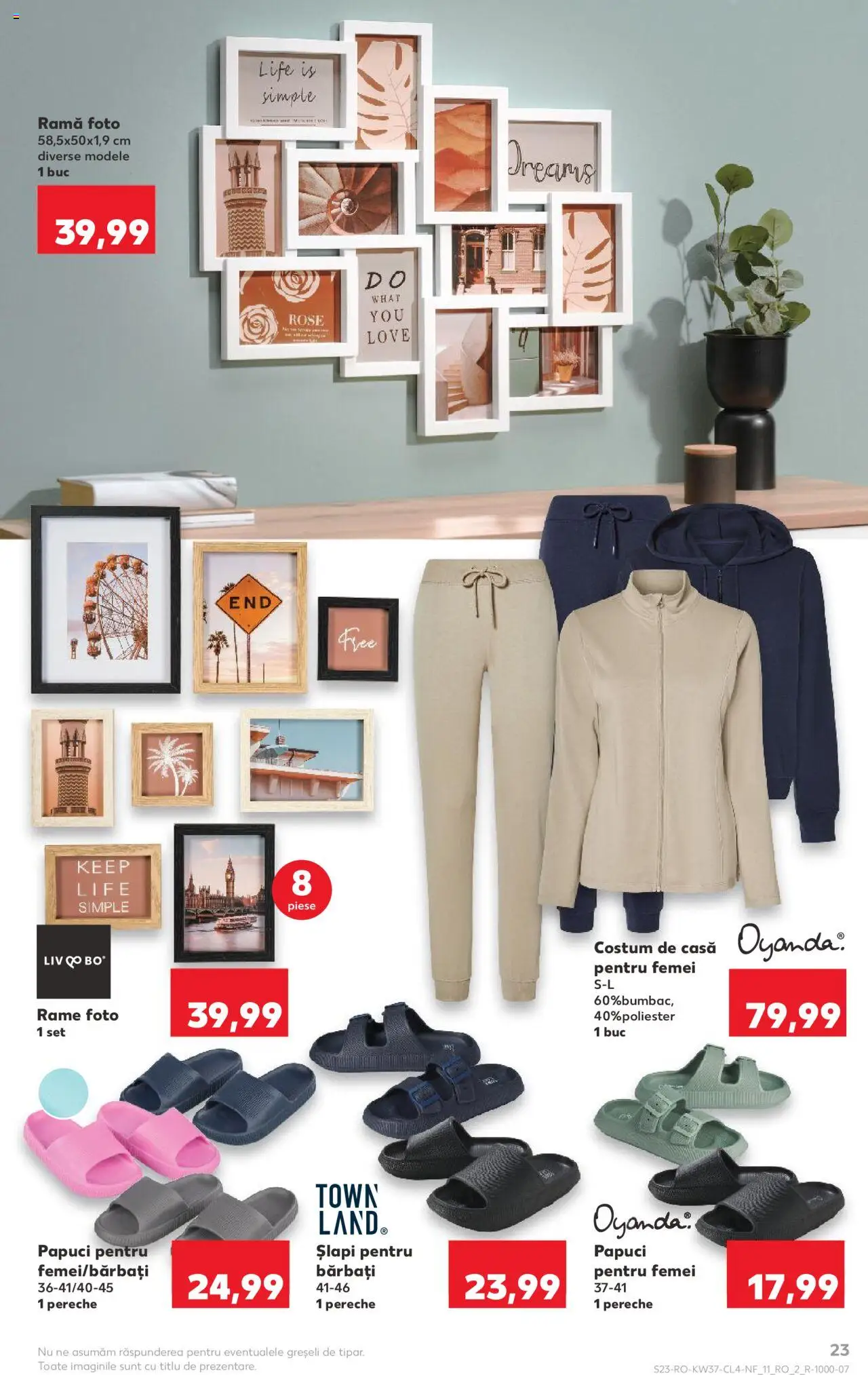 Noul catalog Kaufland – valabil de la 10.09.2025 | Pagină: 23 | Produse: Ramă foto, Costum, Papuci, Șlapi