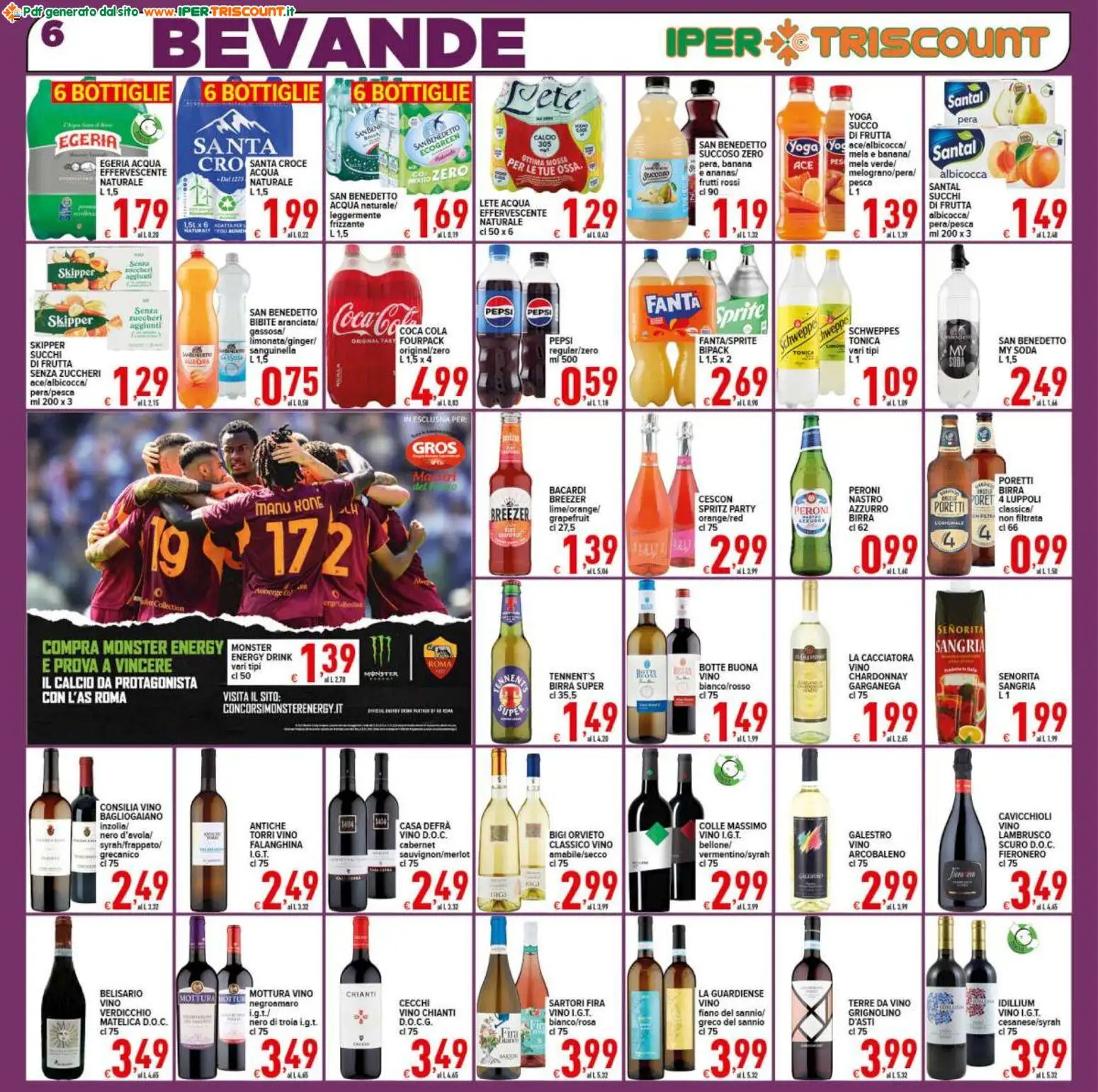 Volantino Ipertriscount del 27.12.2025 | Pagina: 6 | Prodotti: Tennent's, Succo, Acqua, Pera