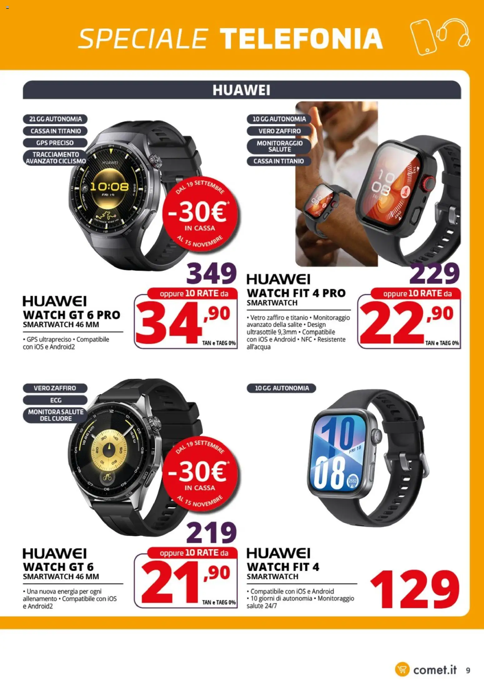 Volantino Comet del 23.10.2025 | Pagina: 9 | Prodotti: Huawei, Smartwatch