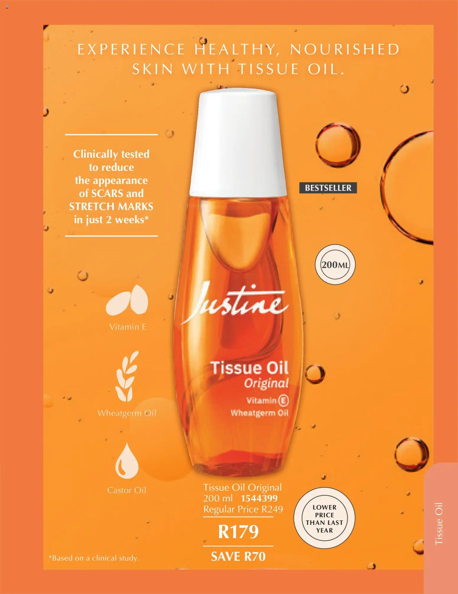 New Justine catalogue – valid from 01.03.2026 | Page: 5 | Products: Tissue oil, Oil