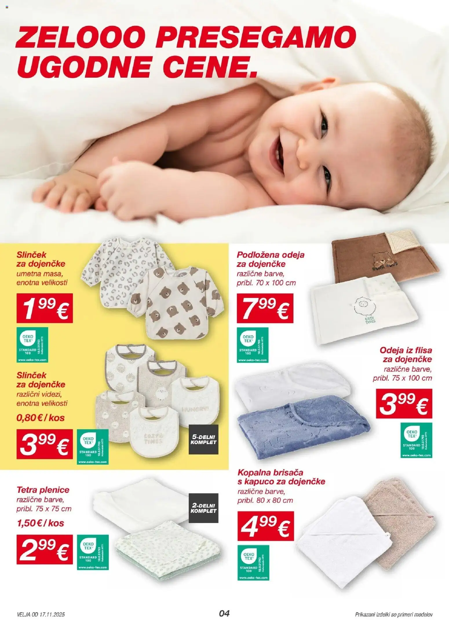 Novi Kik katalog ponudbe – veljaven od 16.11.2025 | Stran: 4 | Izdelki: Plenice, Brisača, Kopalna brisača, Odeja