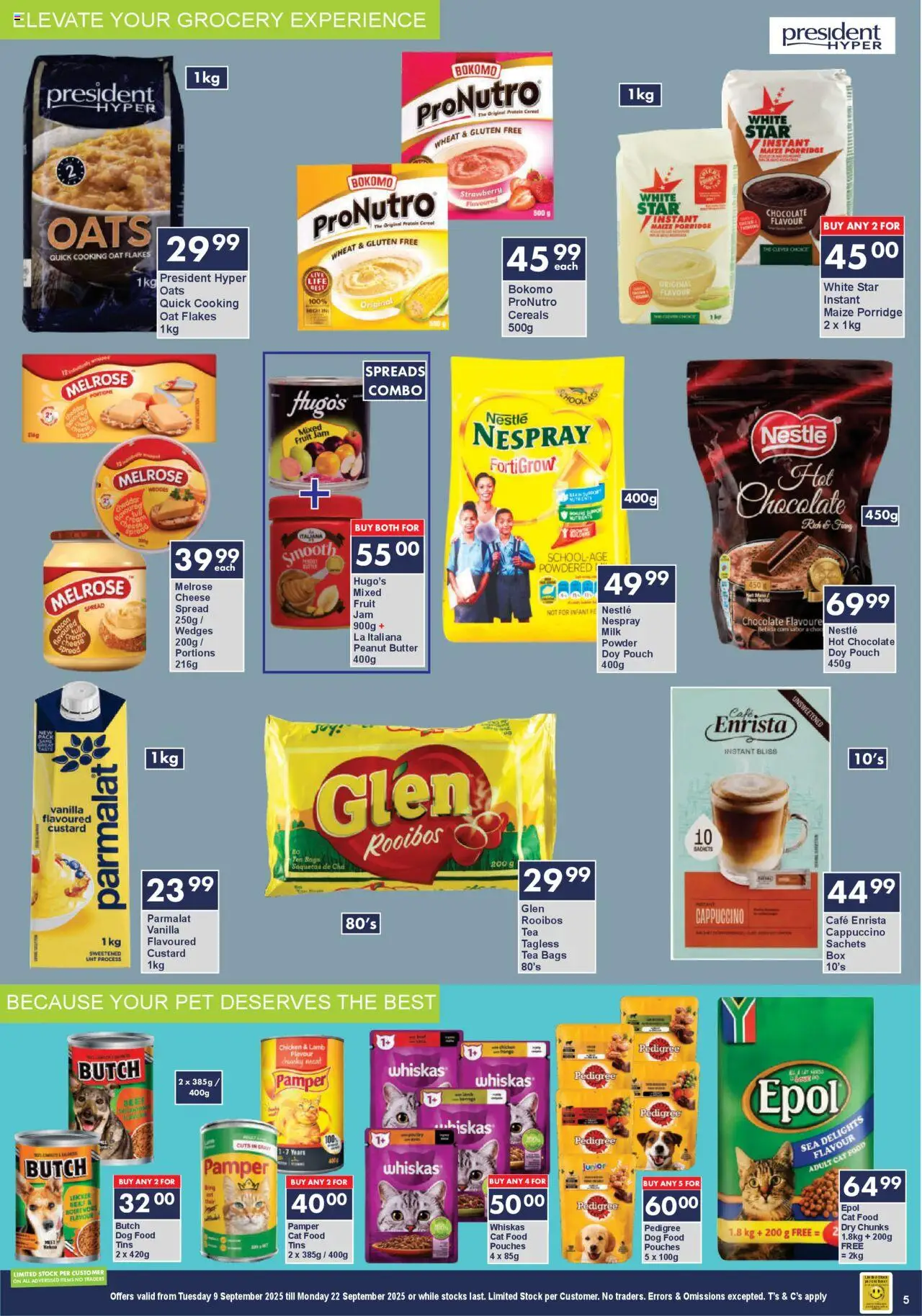 New President Hyper catalogue – valid from 09.09.2025 | Page: 5 | Products: Hot chocolate, Oats, Beef, Peanut butter