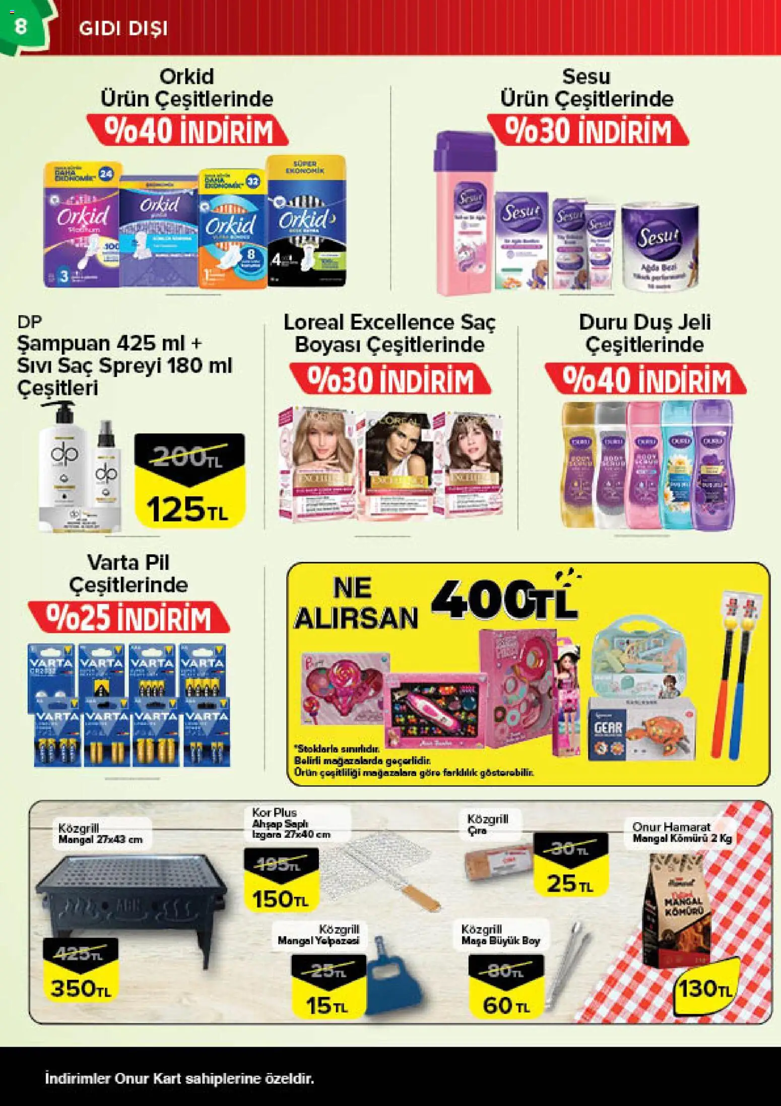 Onur Market Katalog - Bursa - 28.04.2026 tarihinden itibaren geçerlidir | Sayfa: 8 | Ürünler: Duş, Şampuan, Hardal, Duş jeli