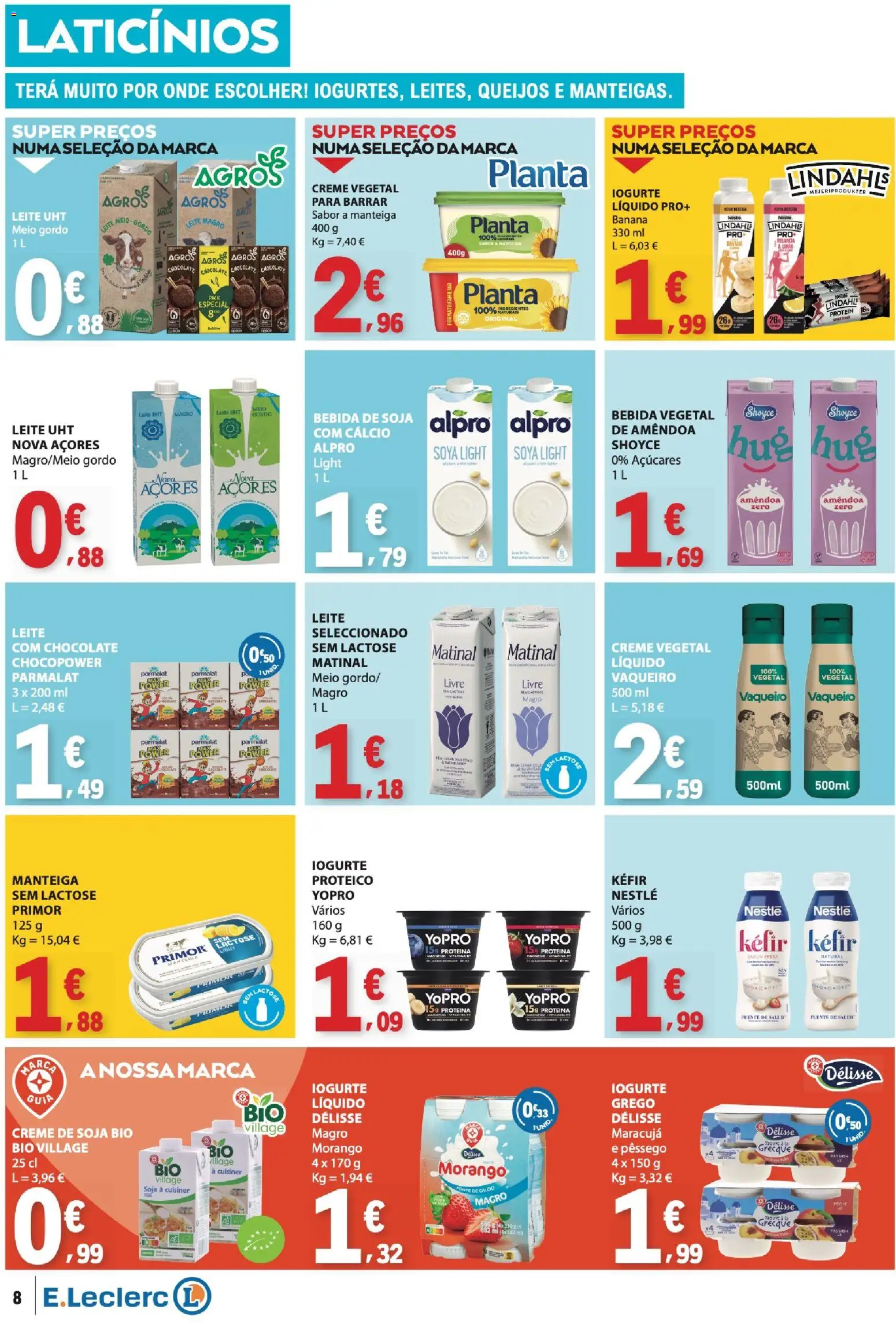 E.Leclerc folheto │ válido de 16.04.2026 | Página: 8 | Produtos: Banana, Iogurte, Nestlé, Proteina