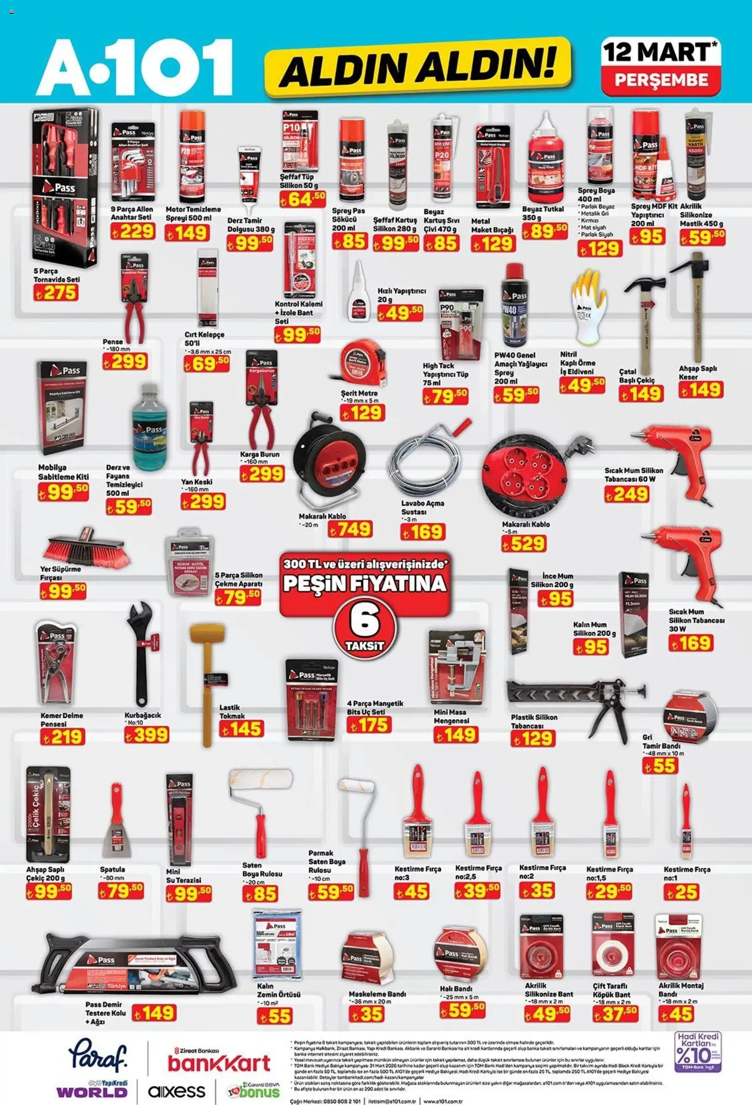 A101 - Katalog Aldın Aldın - 12.03.2026 tarihinden itibaren geçerlidir | Sayfa: 9 | Ürünler: Fırça, Su, Maket bıçağı, Bant
