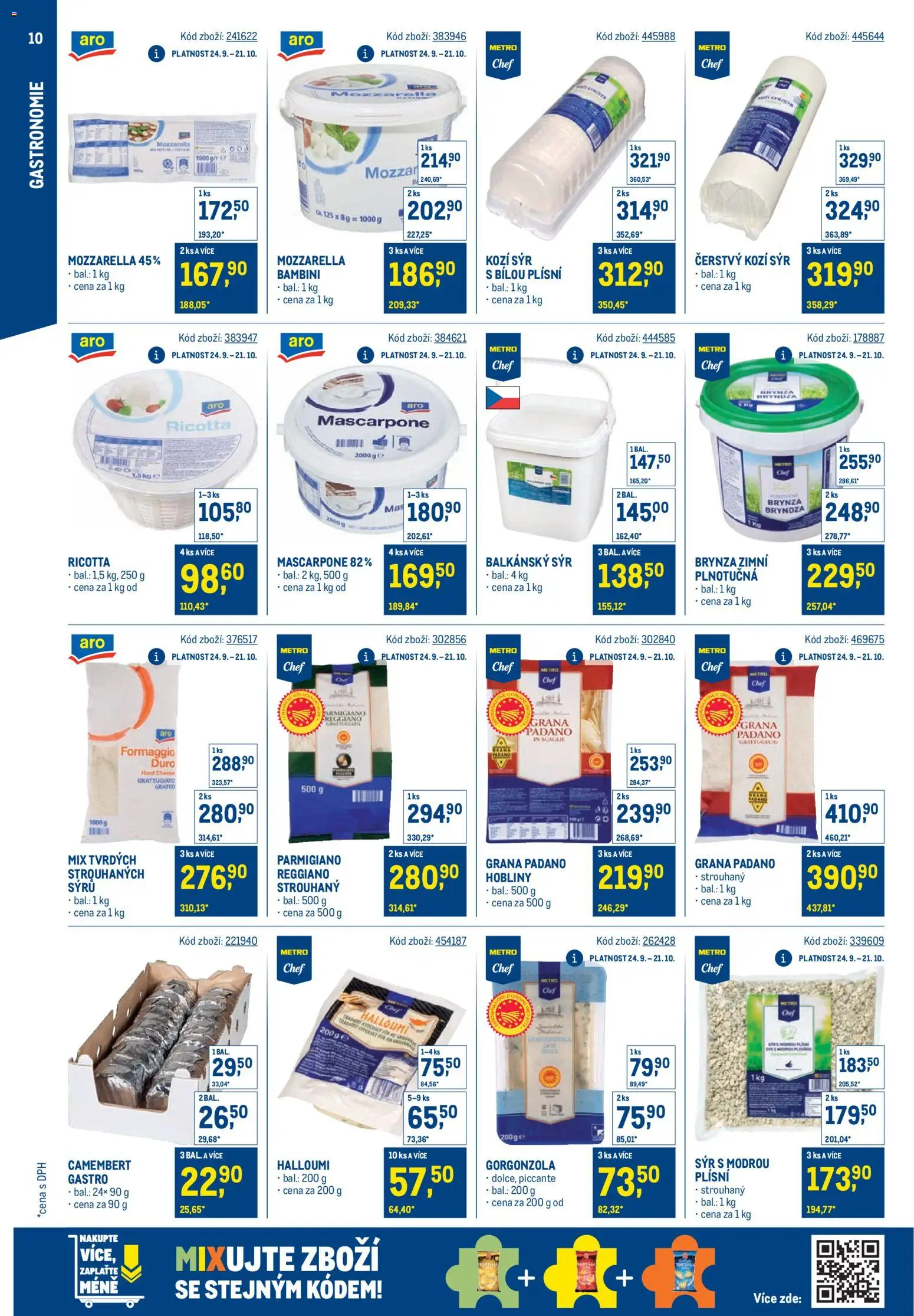 Makro leták - Stabilně výhodná cena – gastronomie od 24.09.2025 | Strana: 10 | Produkty: Ricotta, Halloumi, Mozzarella, Bryndza