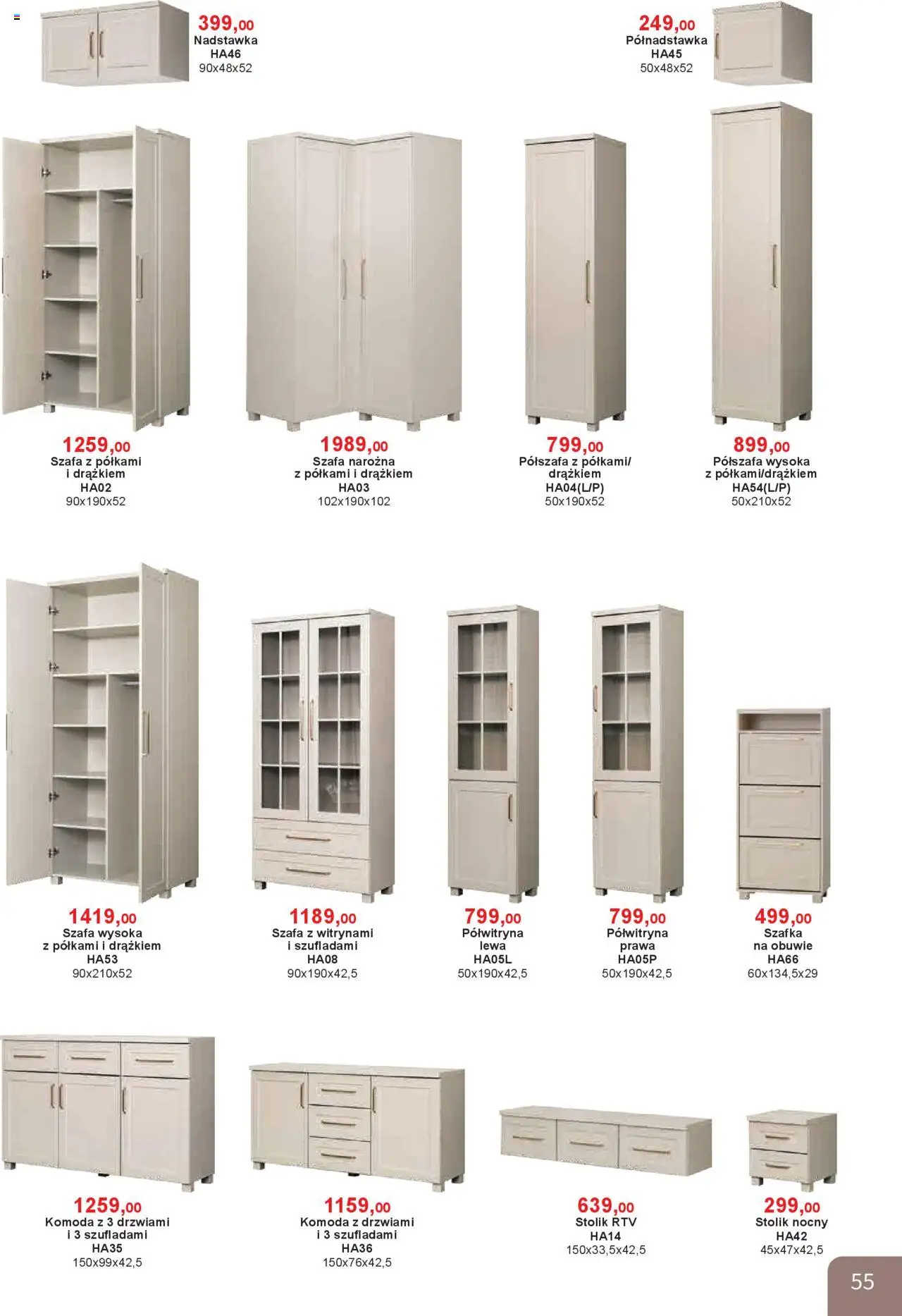 Bodzio Katalog od 01.10.2025 | Strona: 55 | Produkty: Szafa, Komoda, Stolik nocny, Szafa Narożna