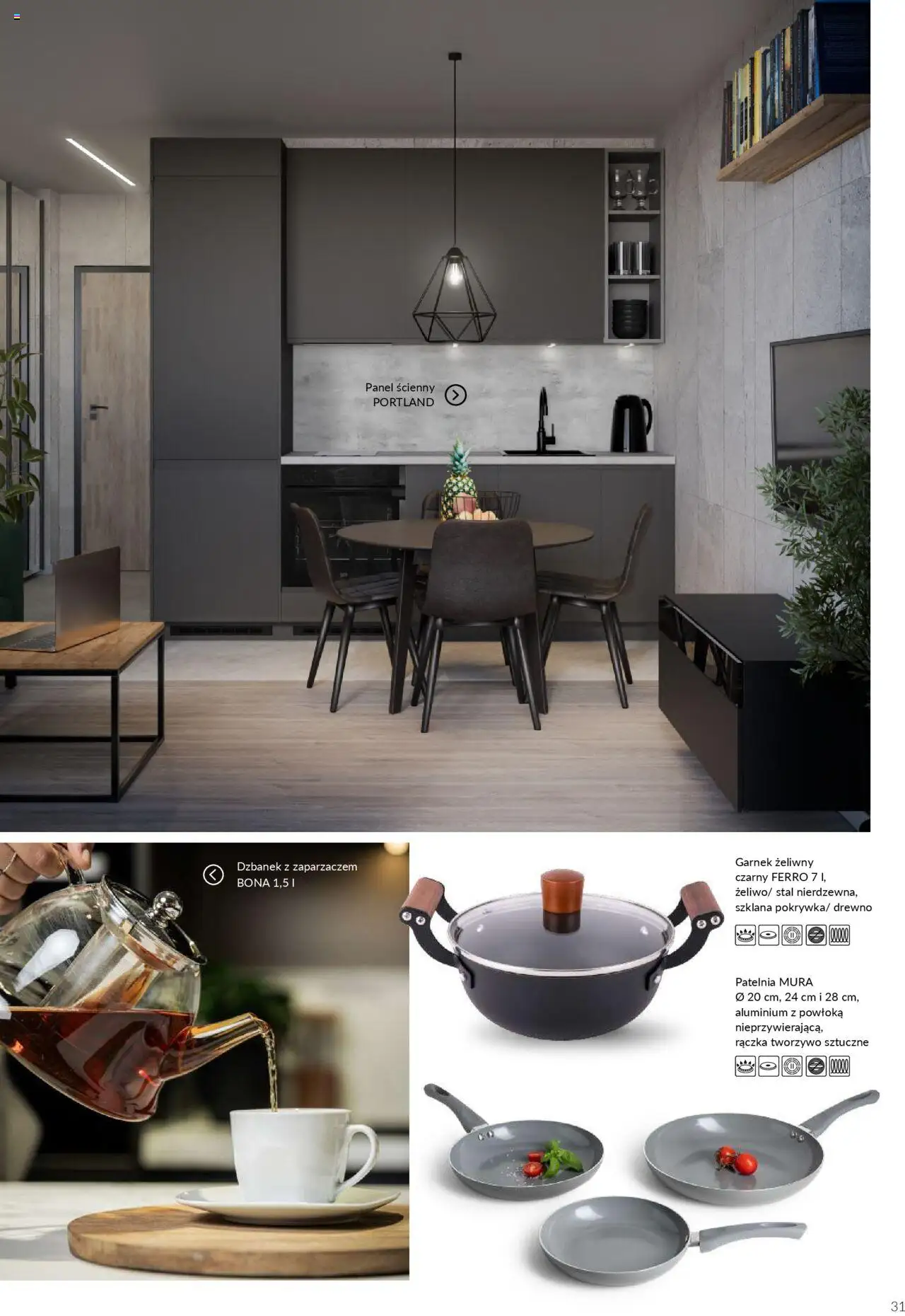 Salony Agata Gazetka - Kuchnie Qubik od 21.03.2025 | Strona: 31 | Produkty: Dzbanek, Garnek żeliwny, Garnek, Patelnia