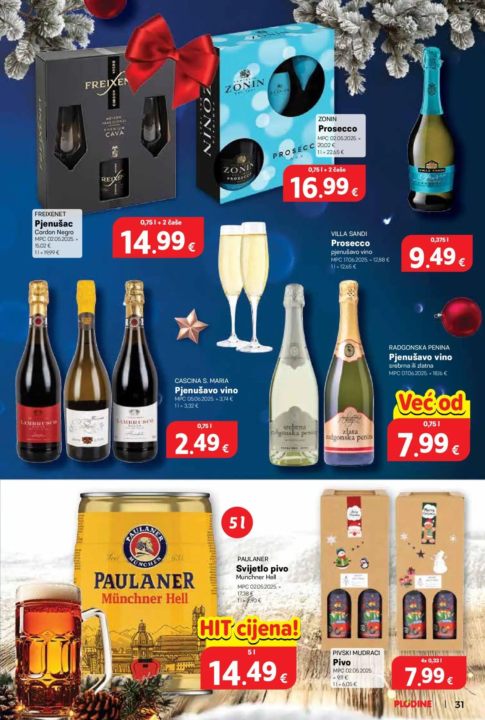 Plodine katalog | vrijedi od 26.11.2025 | Stranica: 31 | Proizvodi: Hell, Vino, Pivo, Čaše