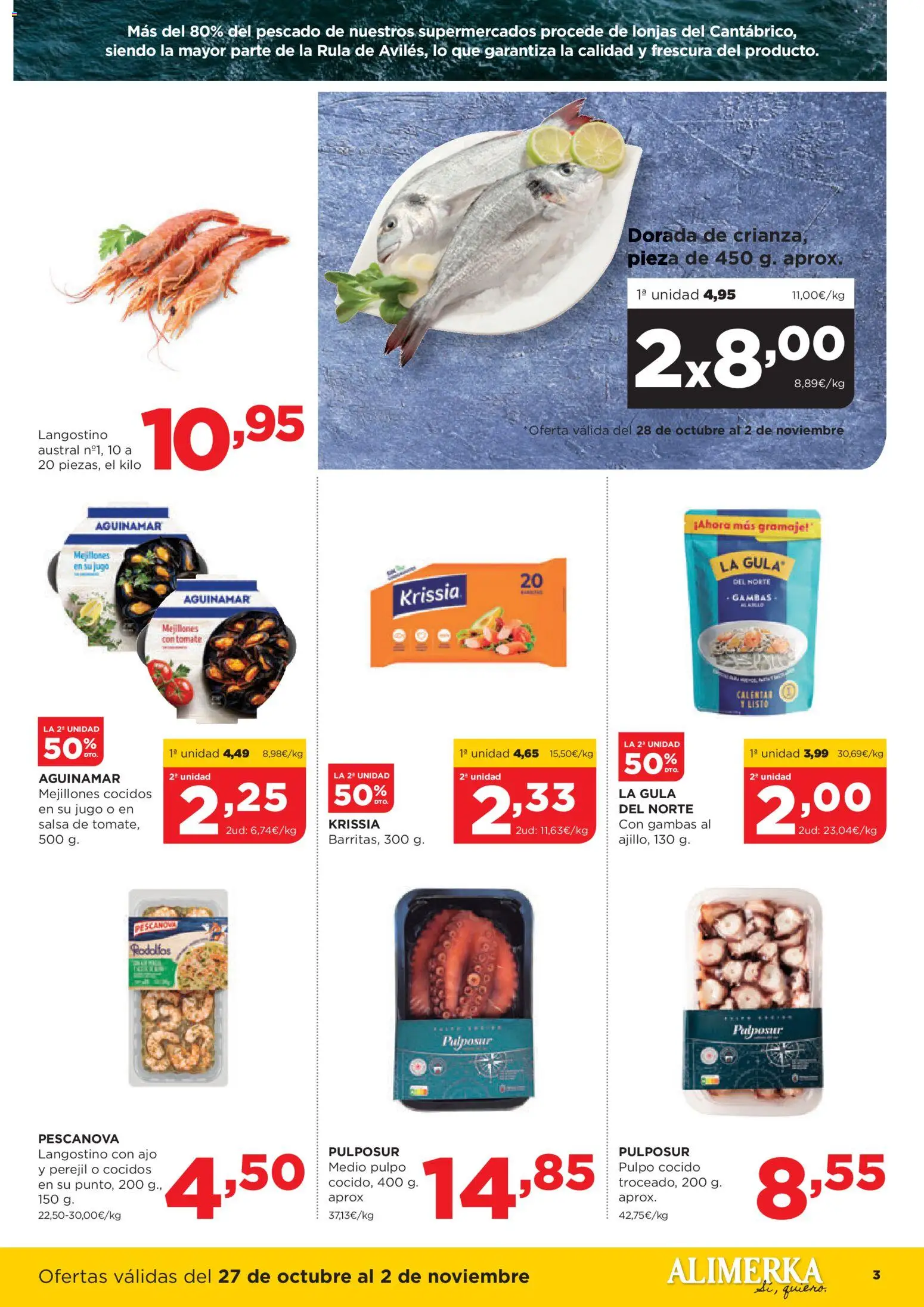 Alimerka folleto Asturias │ válido desde el 27.10.2025 | Página: 3 | Productos: Jugo, Pescado, Langostino