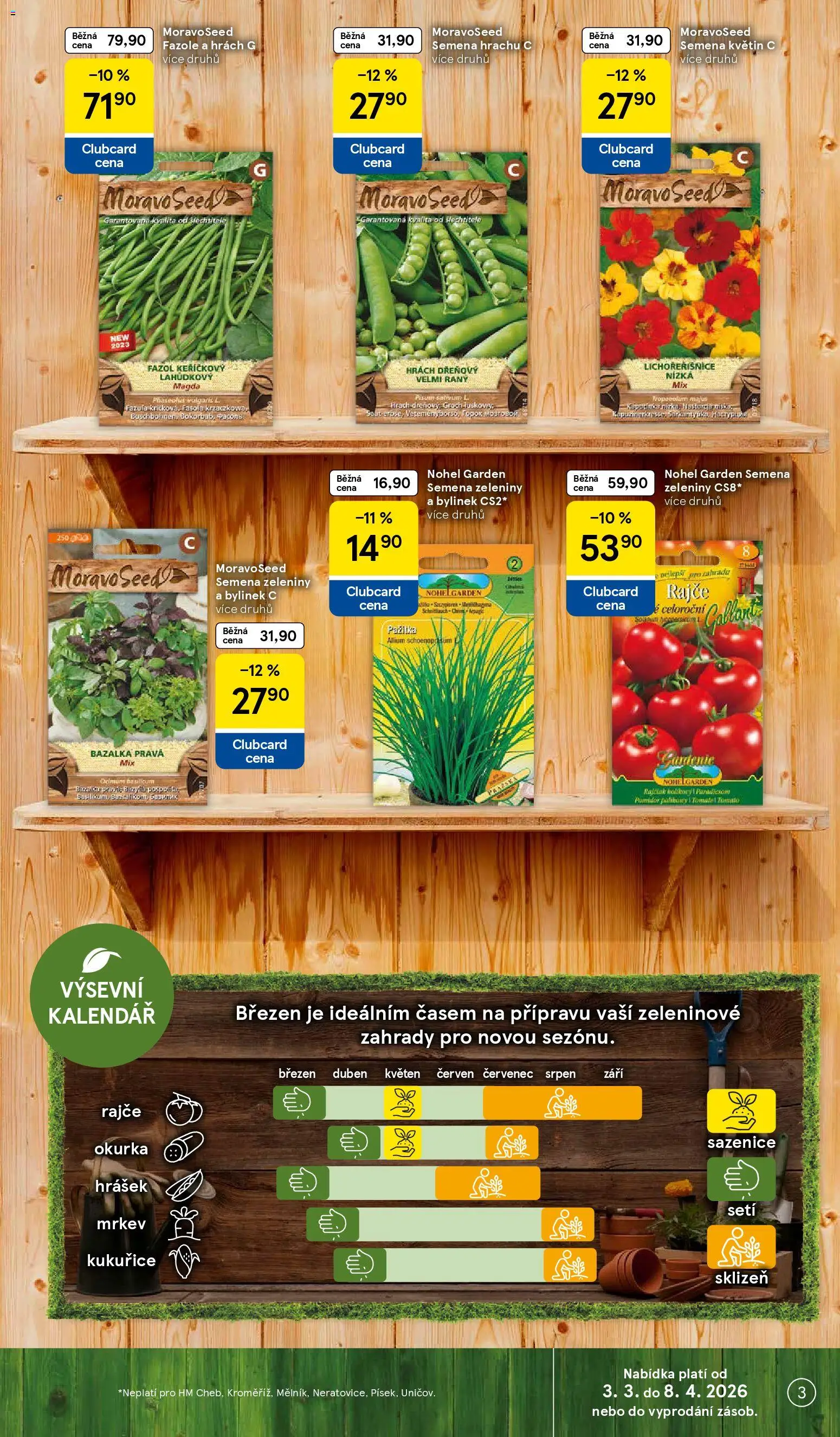 Tesco katalog od 03.03.2026 | Strana: 3 | Produkty: Mrkev, Kalendář, Bazalka, Okurka